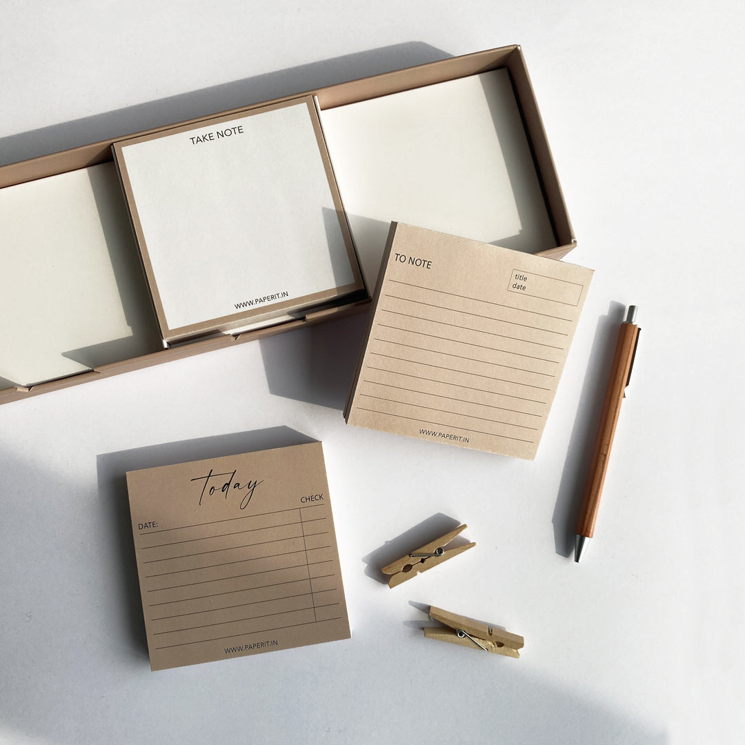 Brown memo pads box