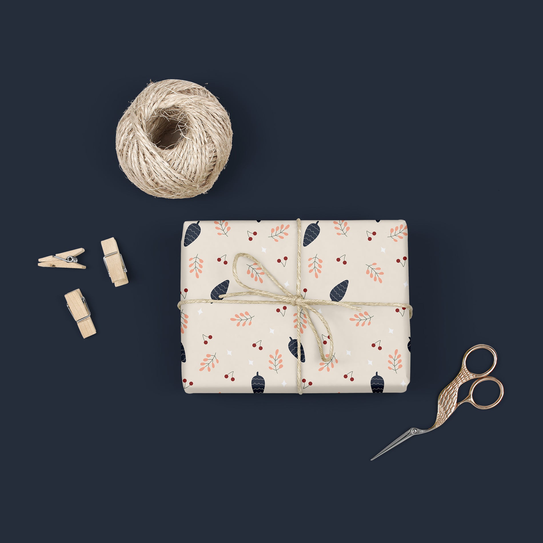 Christmas joy wrapping sheets+note cards<br/>(set of 5) - PAPER-IT