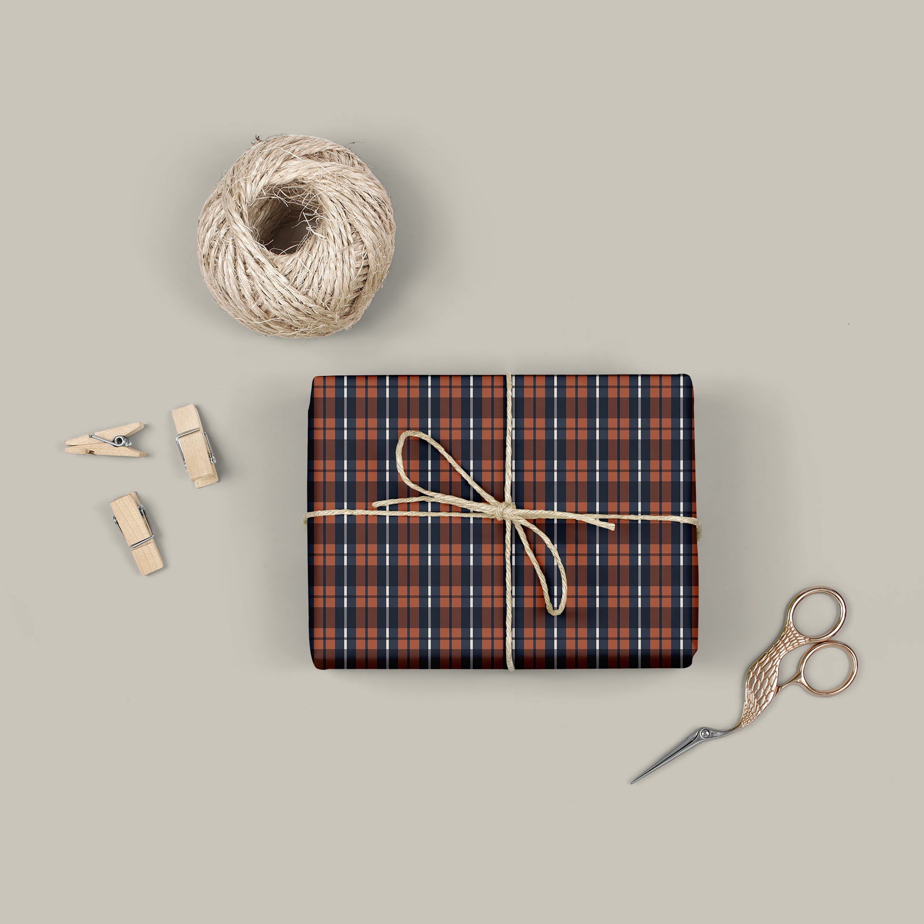 Plaid wrapping sheets+note cards<br/>(set of 5) - PAPER-IT