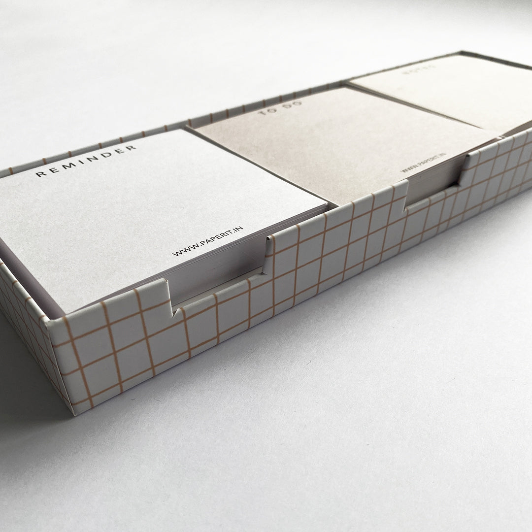 Grid memo pads box