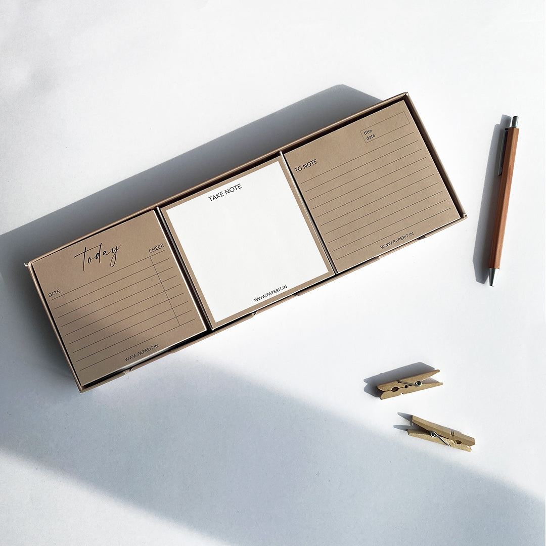 Brown memo pads box