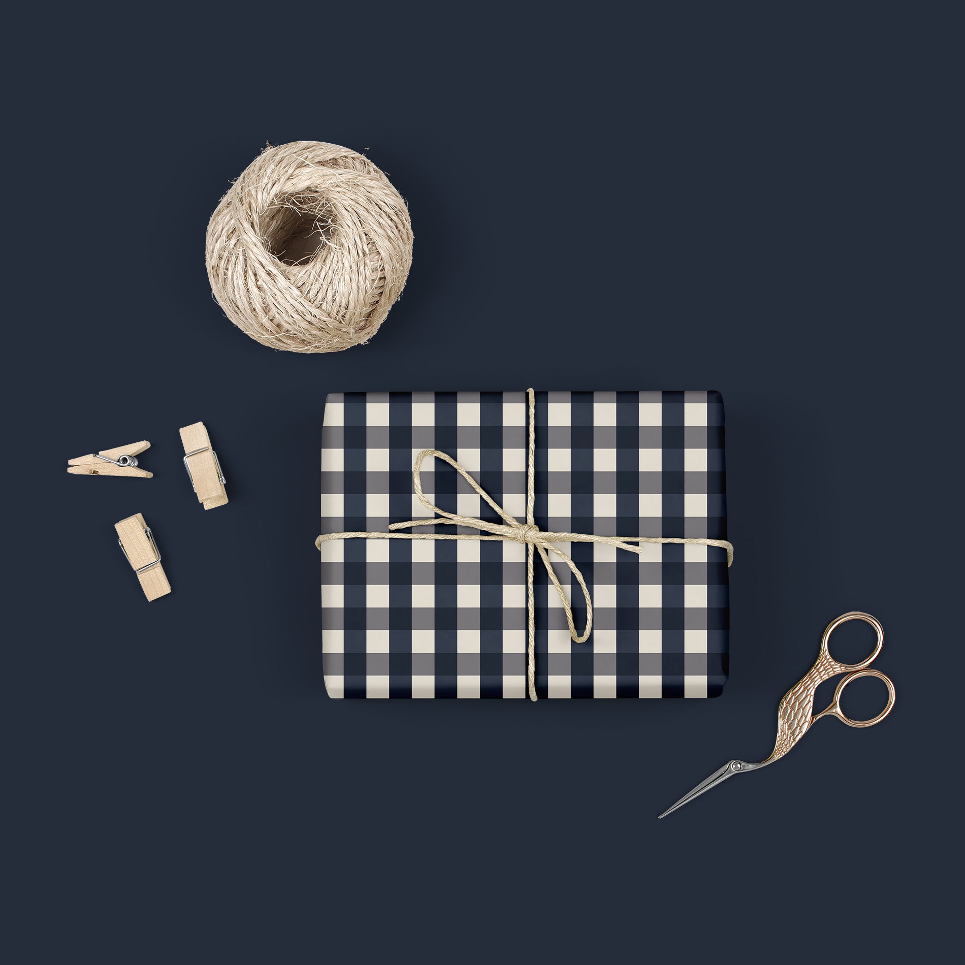 Checkered wrapping sheets+note cards<br/>(set of 5) - PAPER-IT