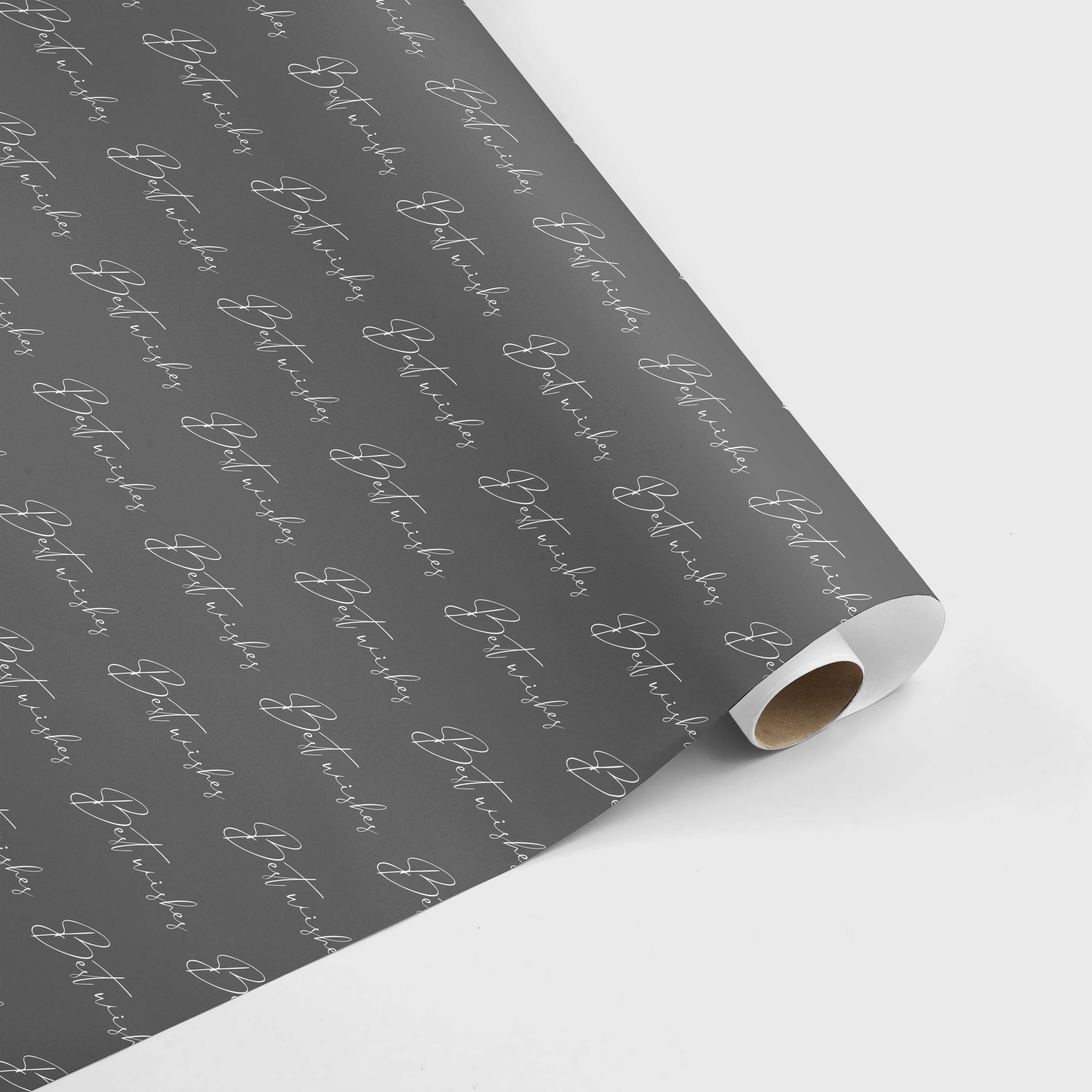 Grey best wishes wrapping sheets+note cards (set of 5)