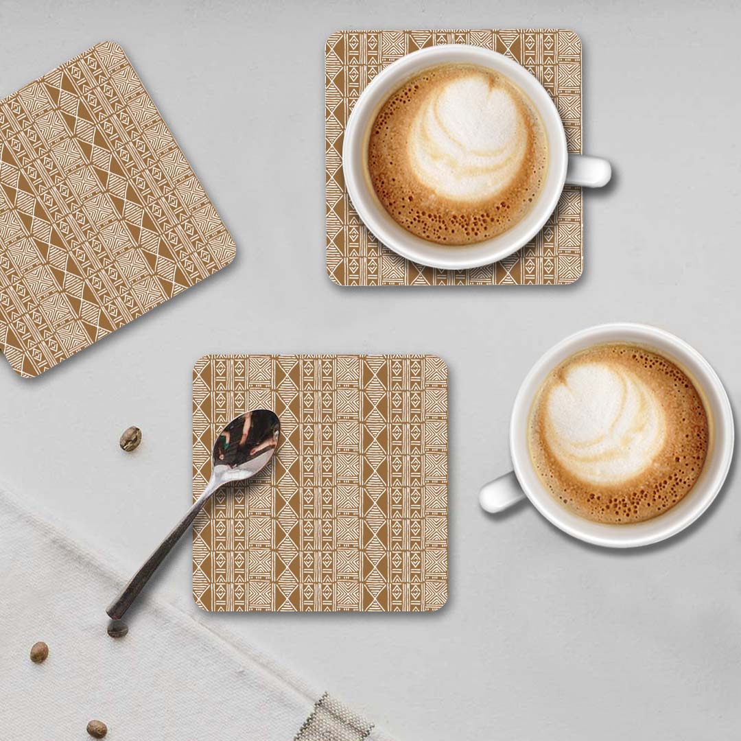 Folk - Brown coasters <br/> set of 6 - PAPER-IT