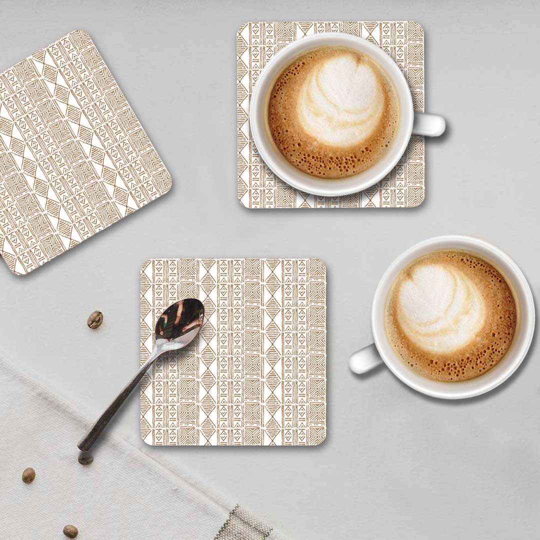 Folk - White coasters <br/> set of 6 - PAPER-IT