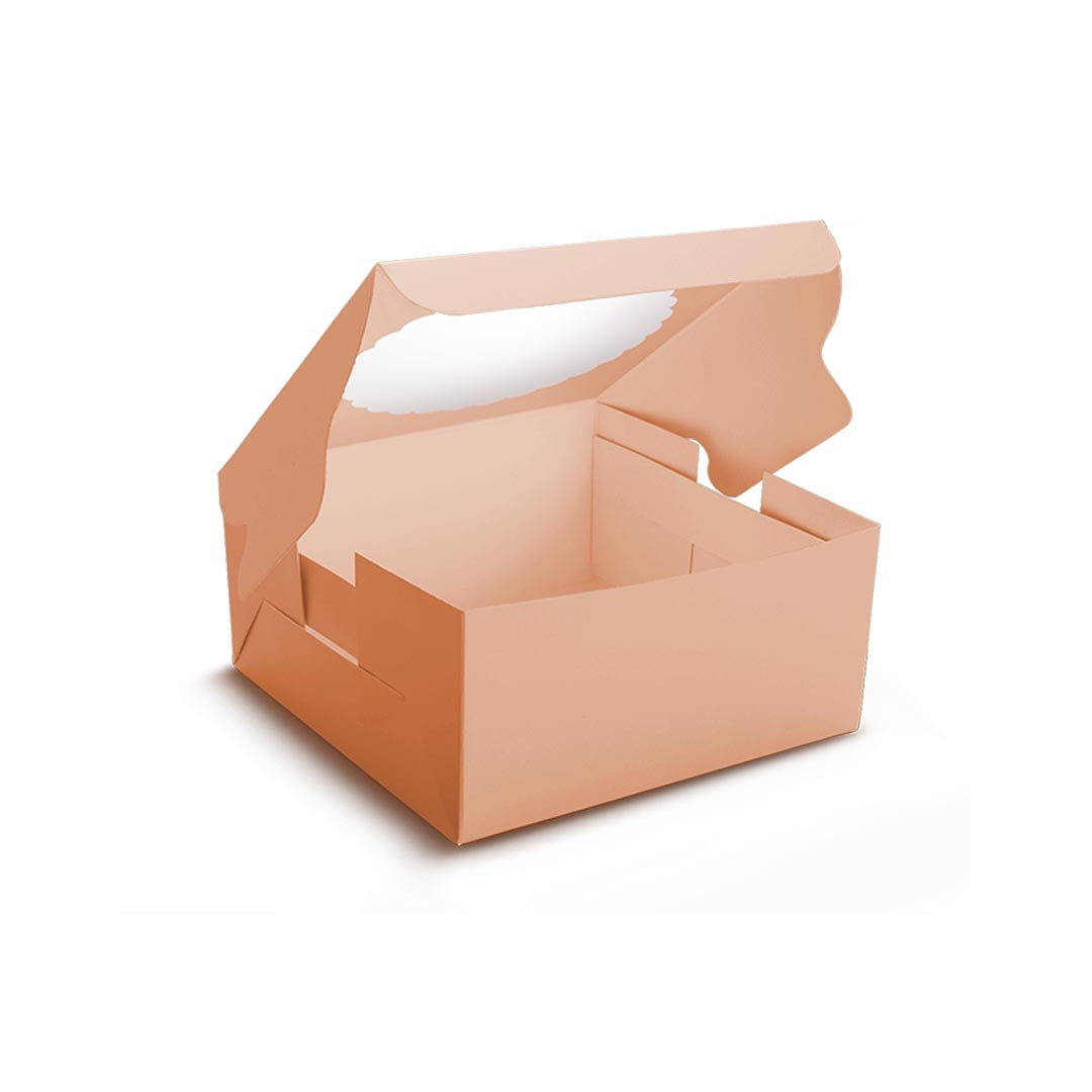 Peach 1/2 kg Cake Box <br/> 8″X8″X5″ - PAPER-IT