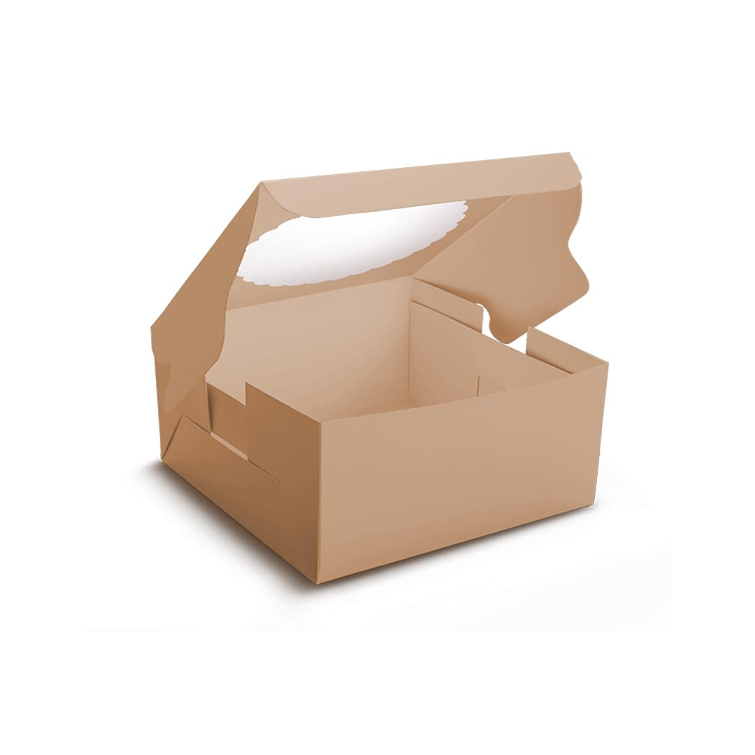 Brown 1/2 kg Cake Box <br/> 8″X8″X5″ - PAPER-IT