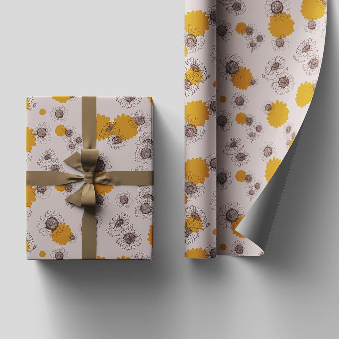 Sunflower wrapping sheets+note cards <br/> (set of 5) - PAPER-IT