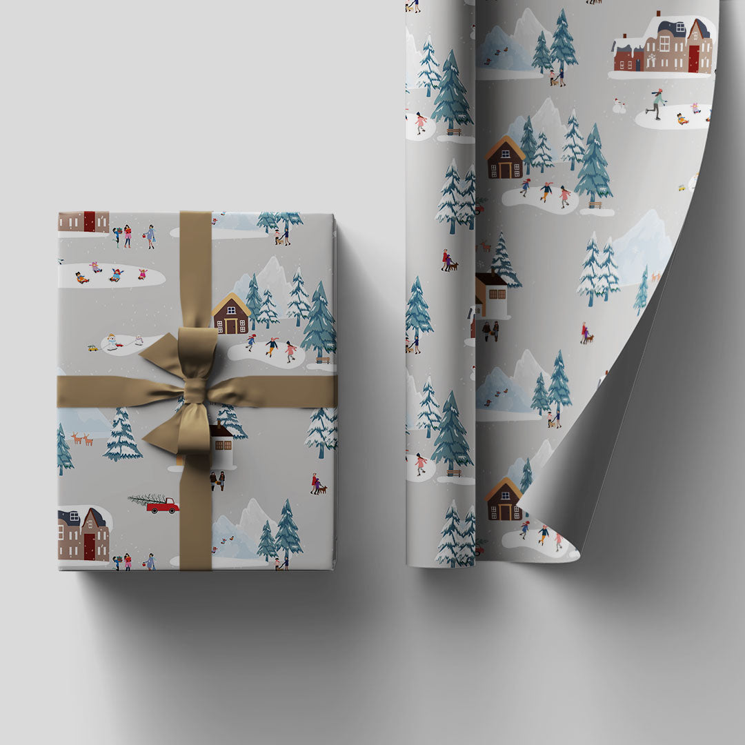 Snow wrapping sheets+note cards<br/>(set of 5) - PAPER-IT