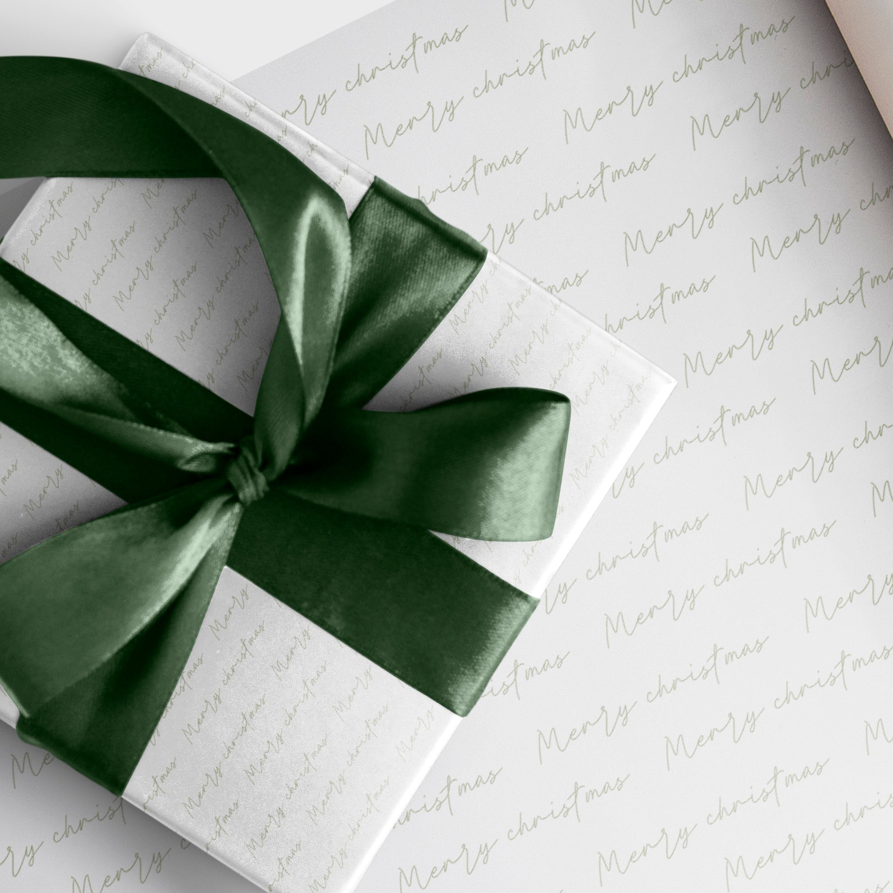 Green merry christmas wrapping sheets+note cards (set of 5)