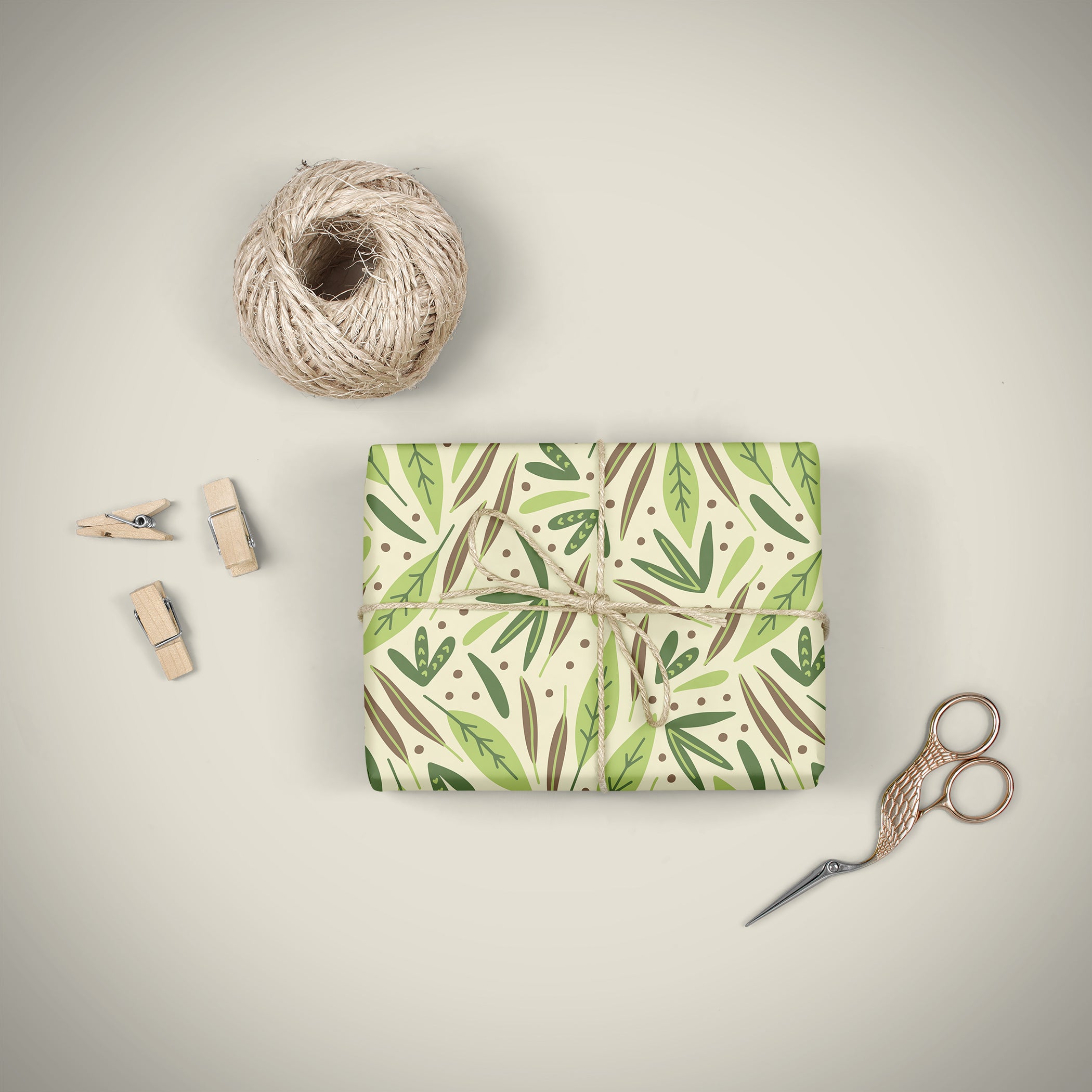 Leaves wrapping sheets+note cards<br/>(set of 5) - PAPER-IT