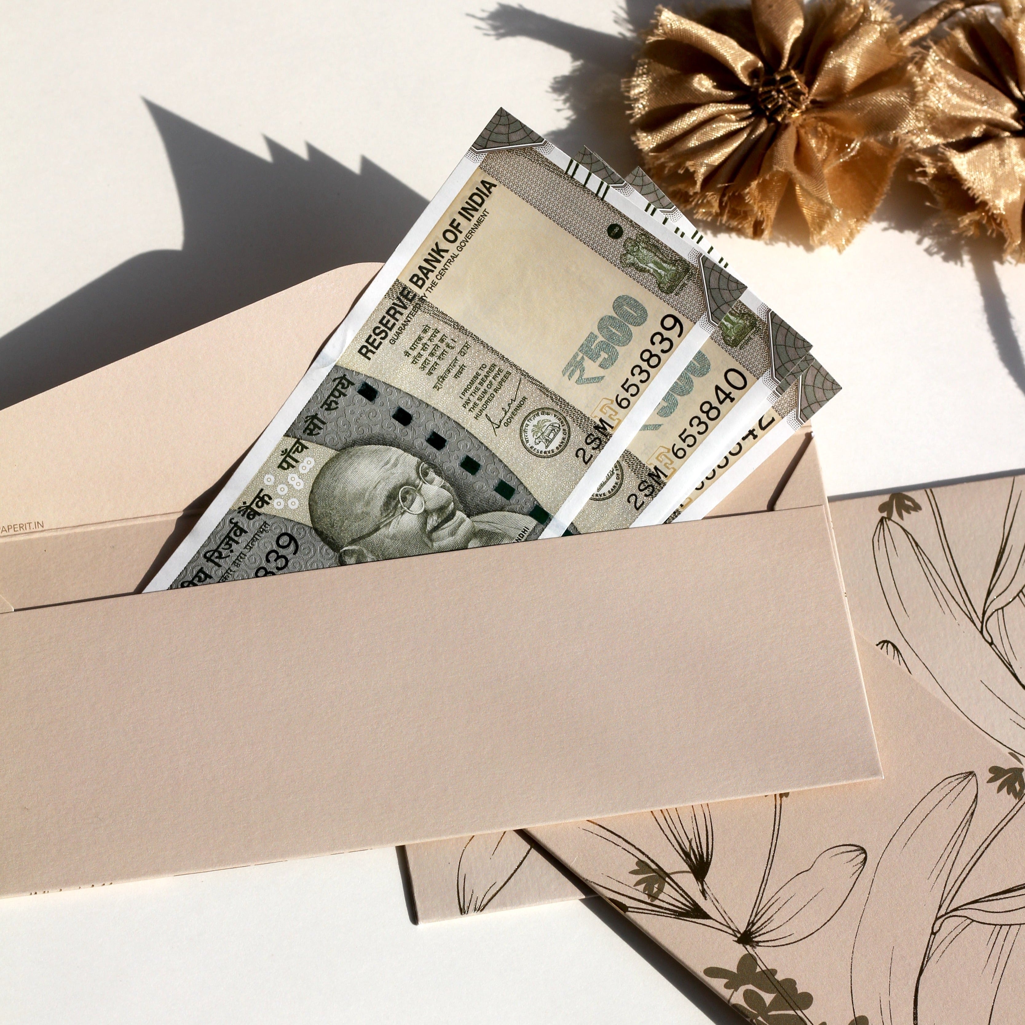 Ecru money envelopes (foiling) set of 12