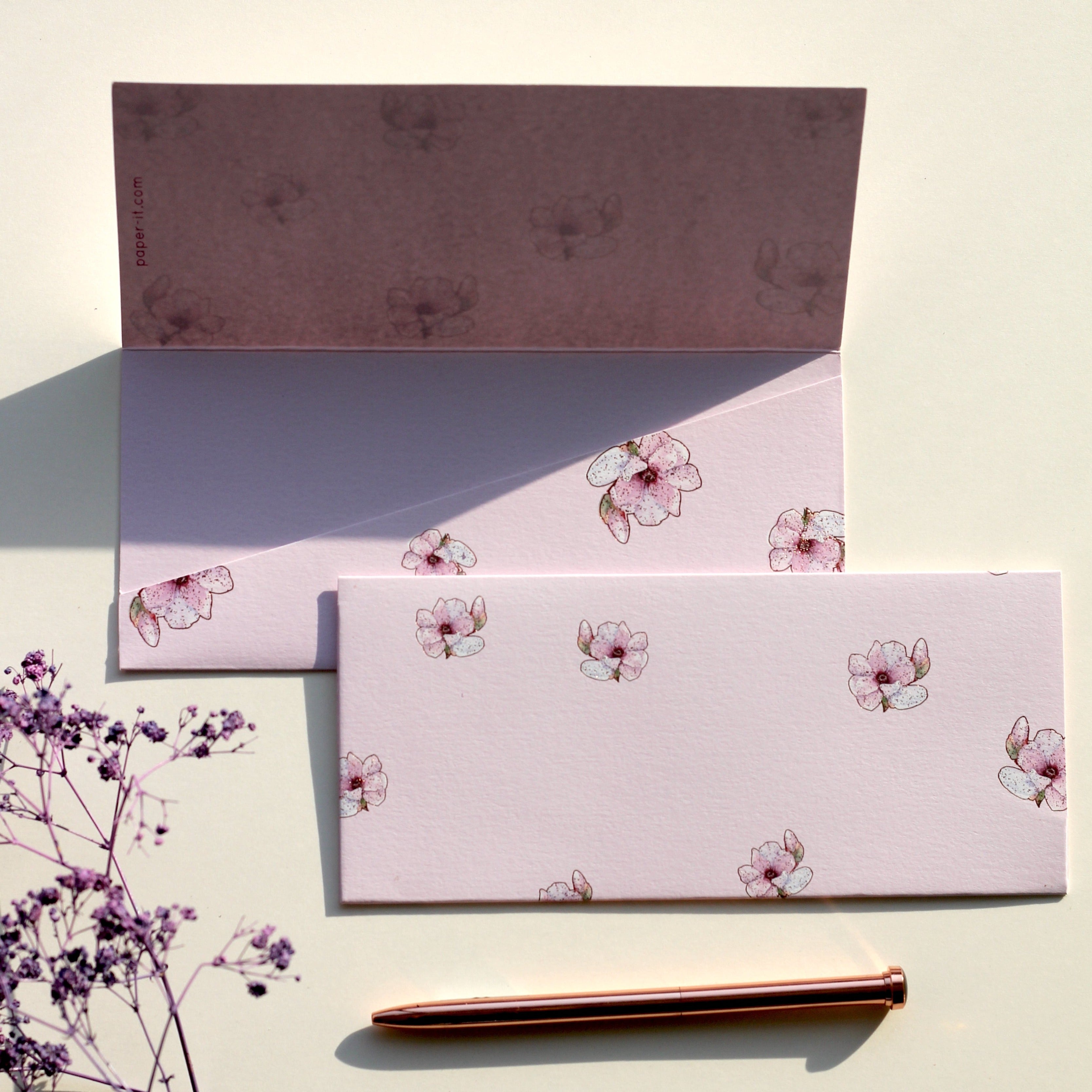 Misty rose money envelopes (foiling) set of 12