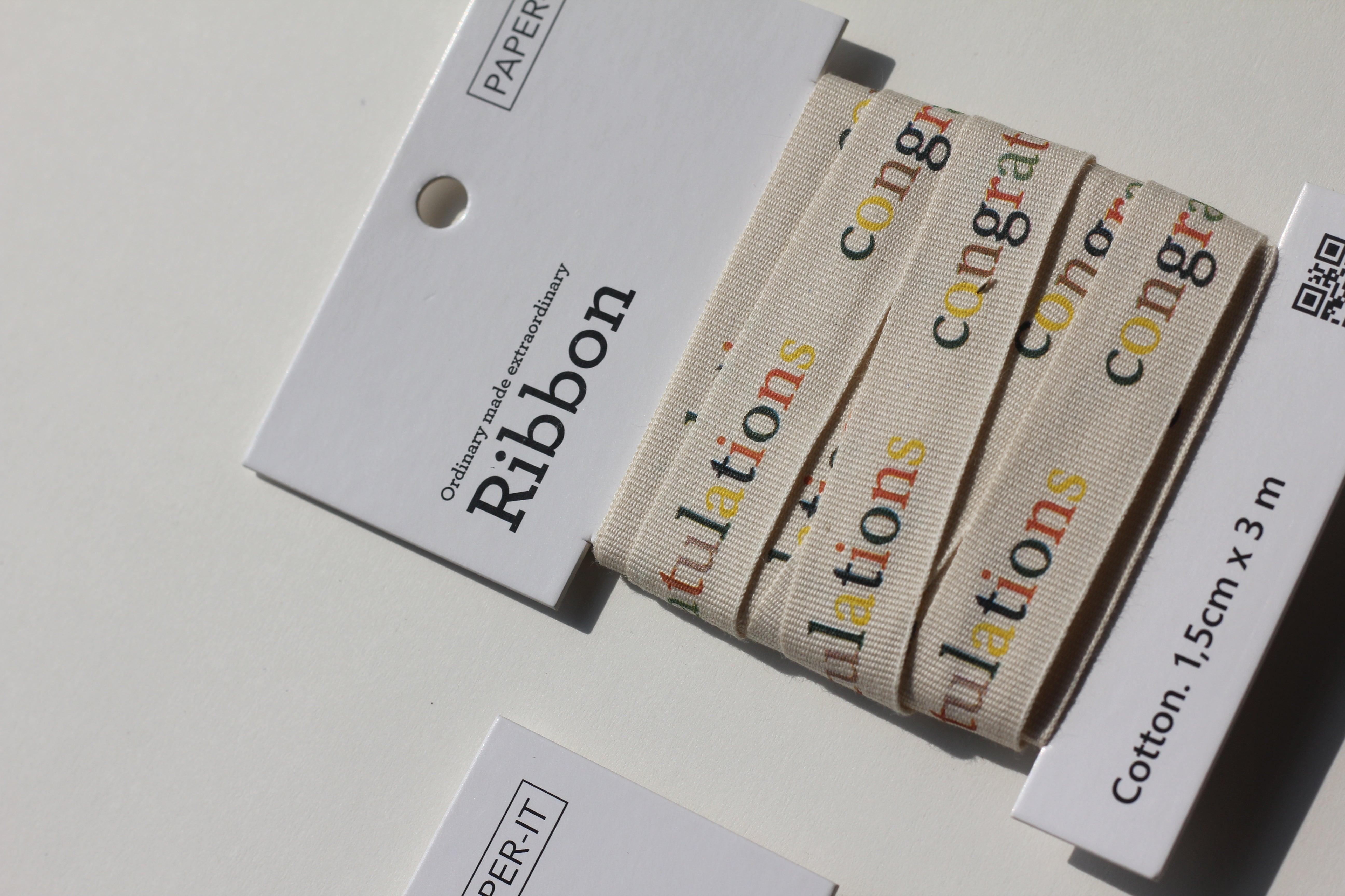 With love + congratulations + bunting cotton ribbons (3 metre) set of 3