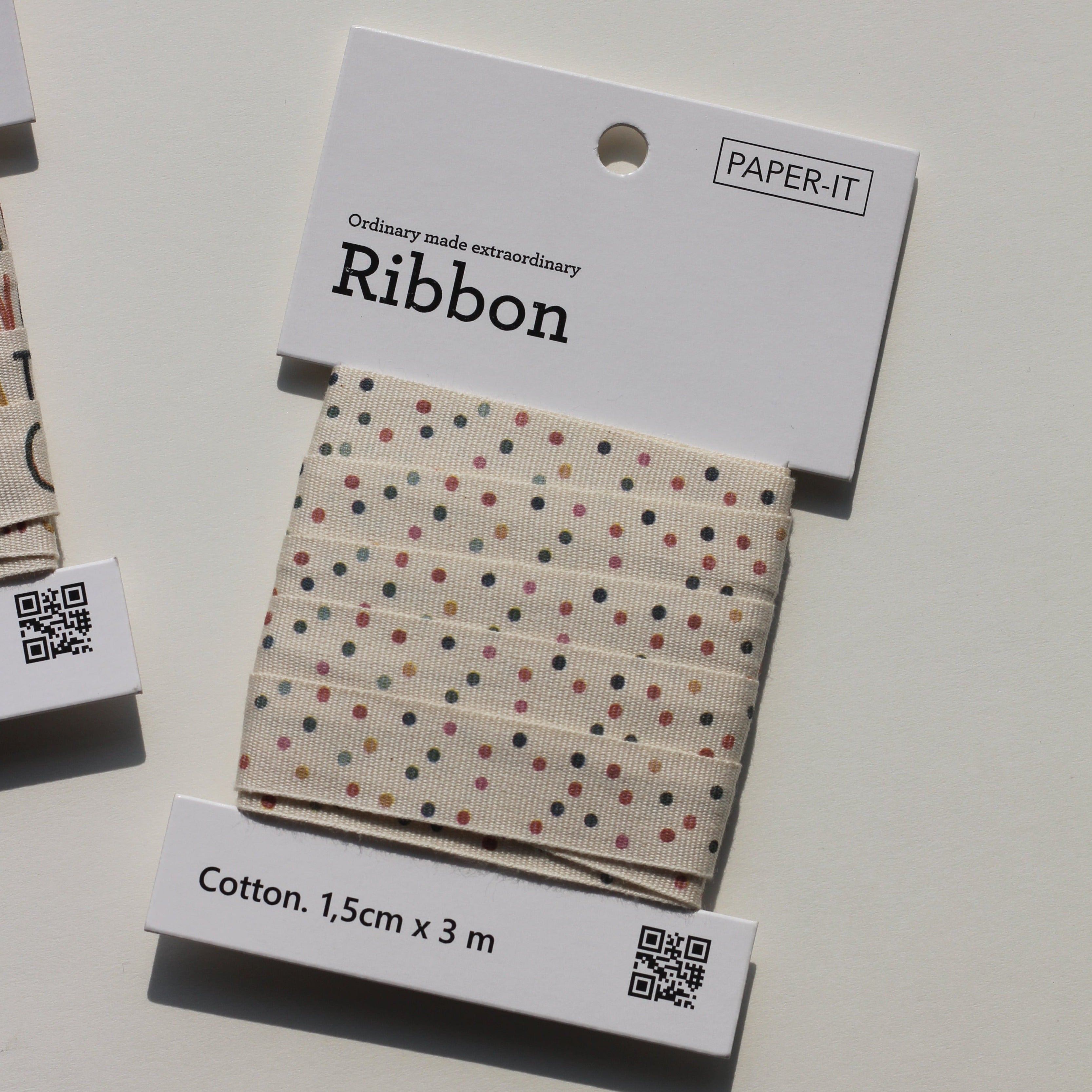 Congratulations + polka dots cotton ribbons (3 metre) <br/> set of 2