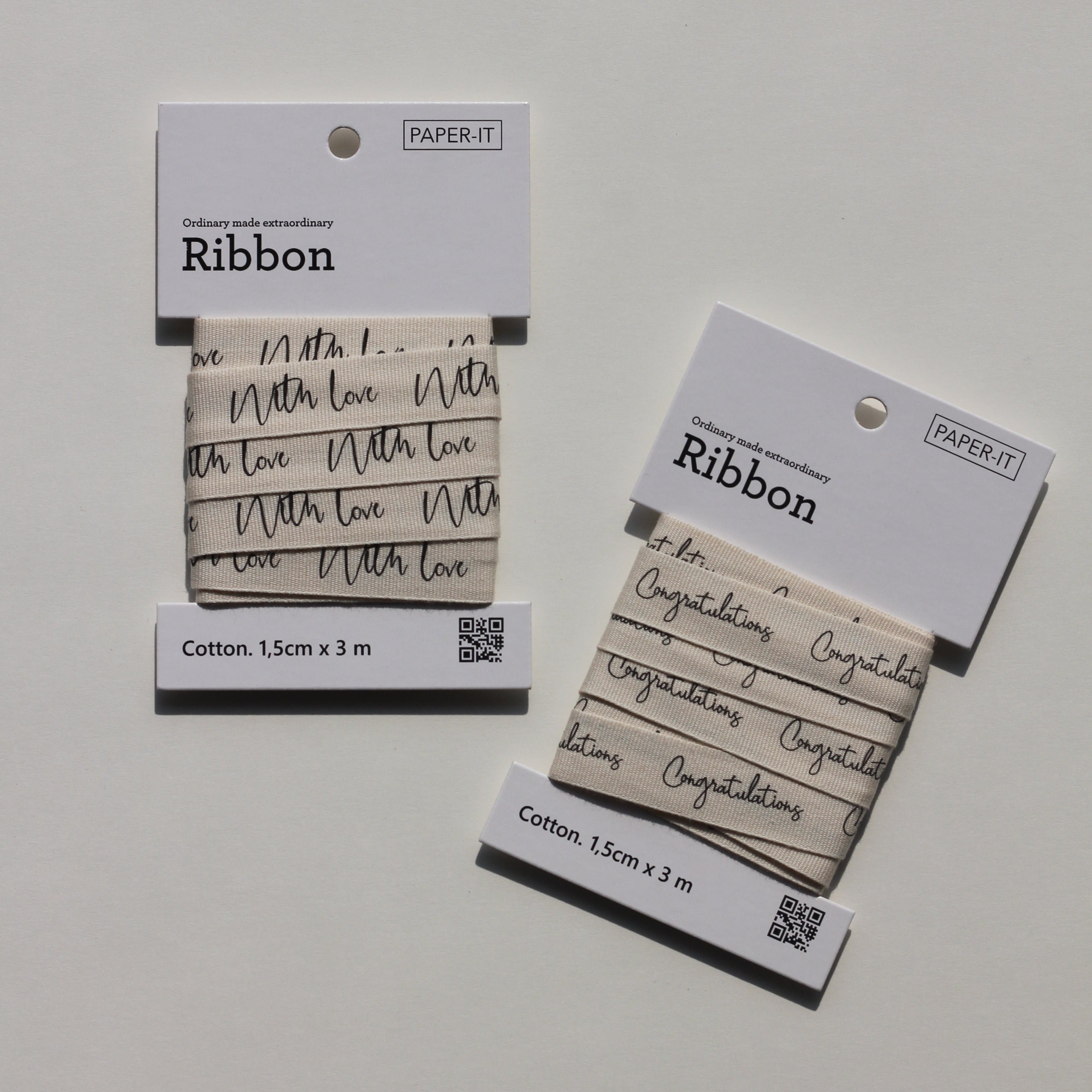 With love + Congratulations cotton ribbons (3 metre) <br/> set of 2