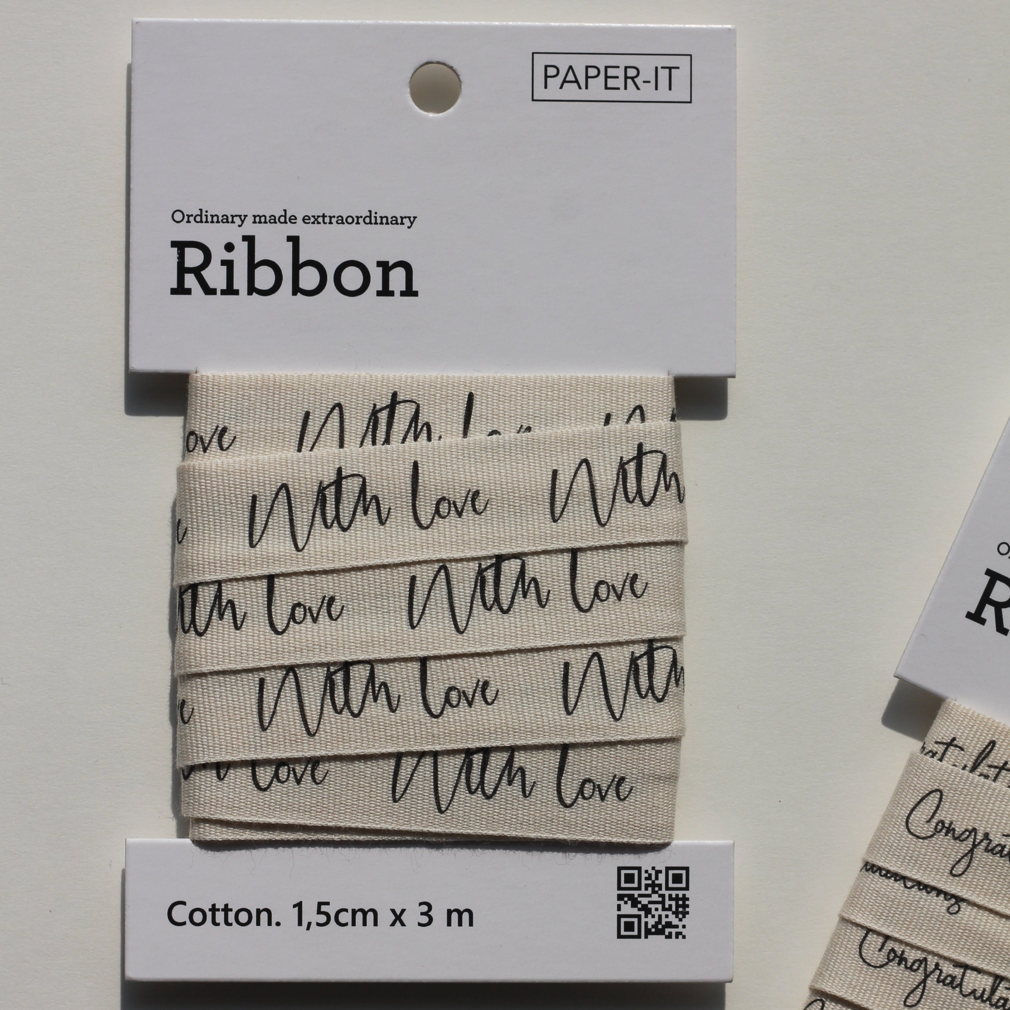 With love + Congratulations cotton ribbons (3 metre) <br/> set of 2