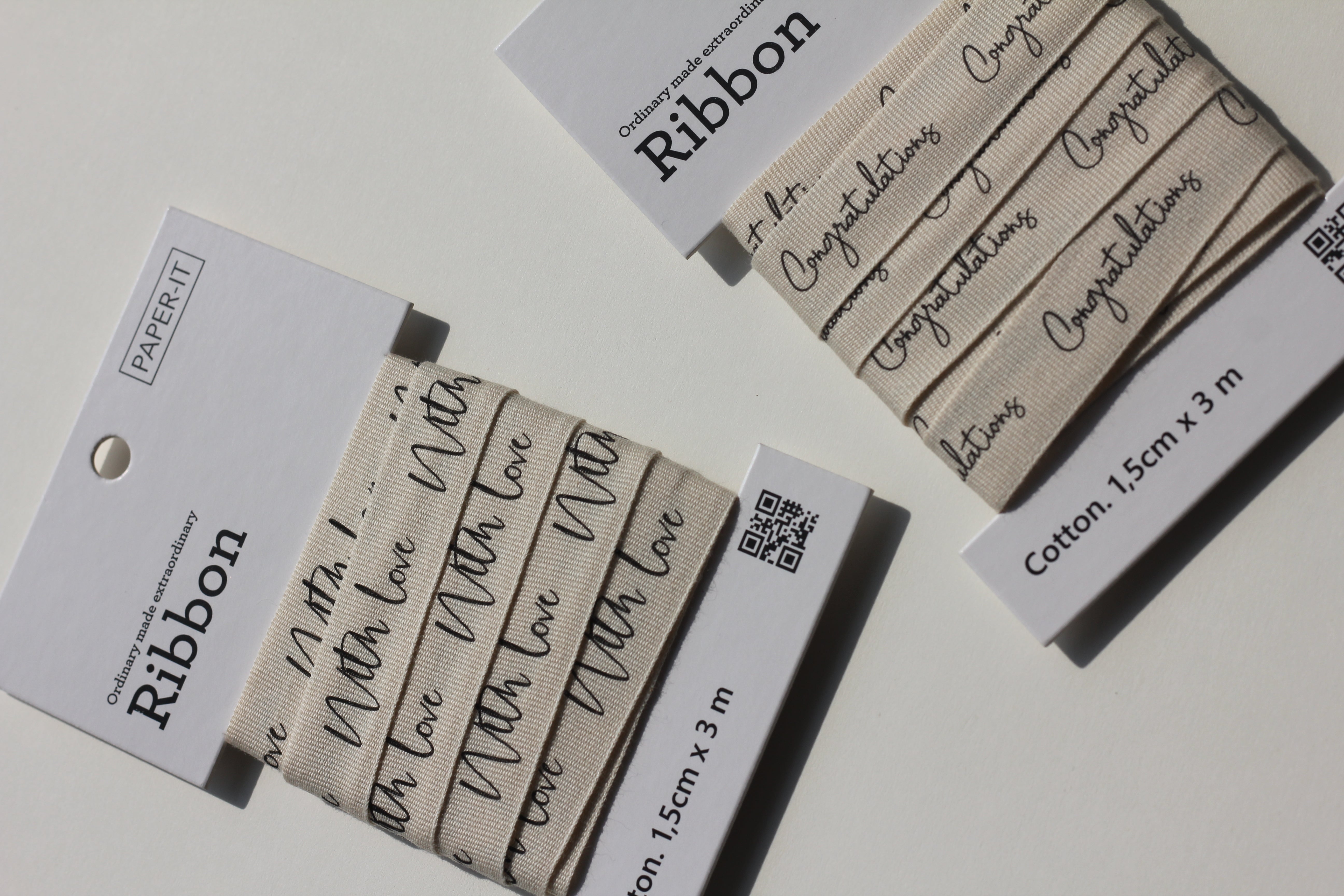 With love + Congratulations cotton ribbons (3 metre) <br/> set of 2