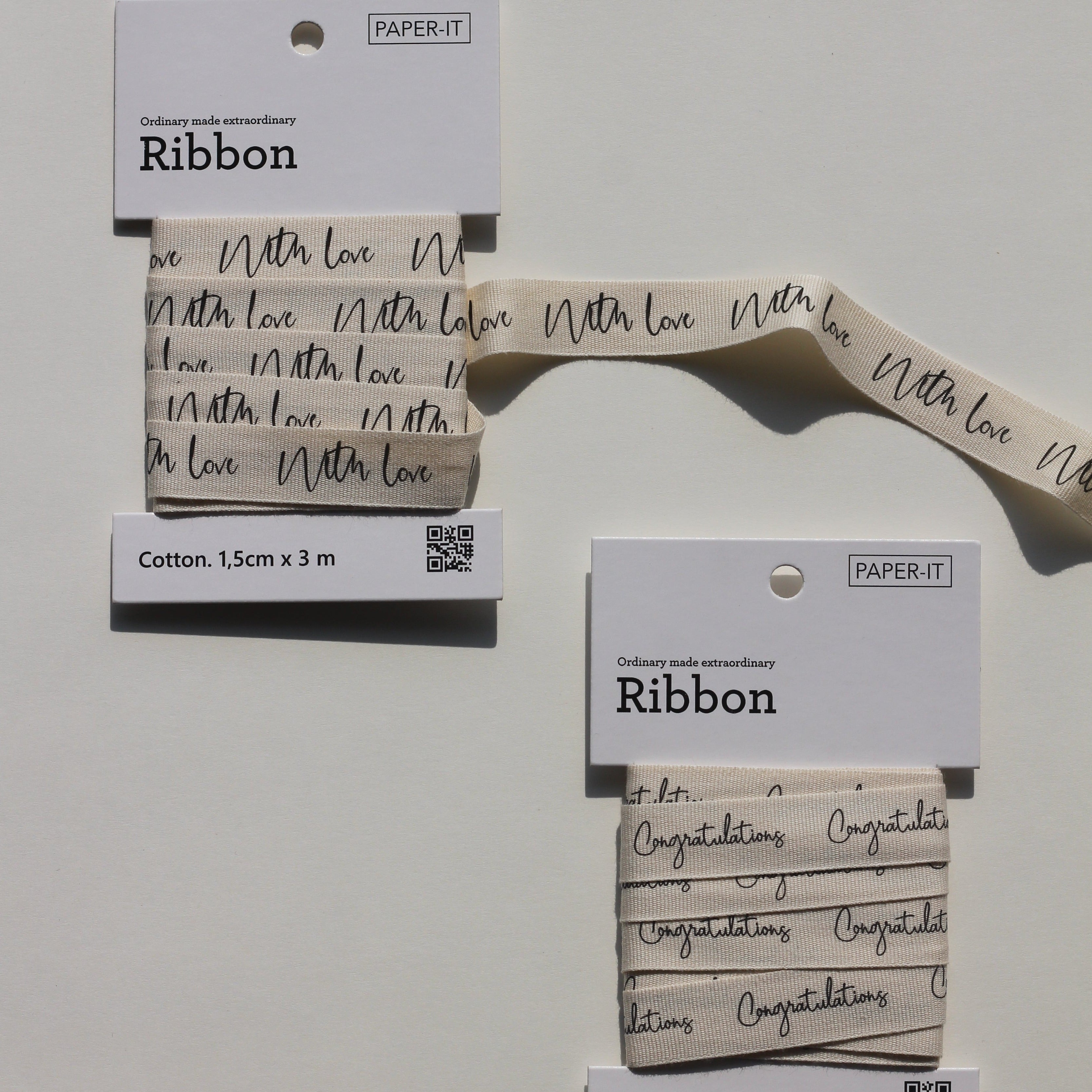 With love + Congratulations cotton ribbons (3 metre) <br/> set of 2