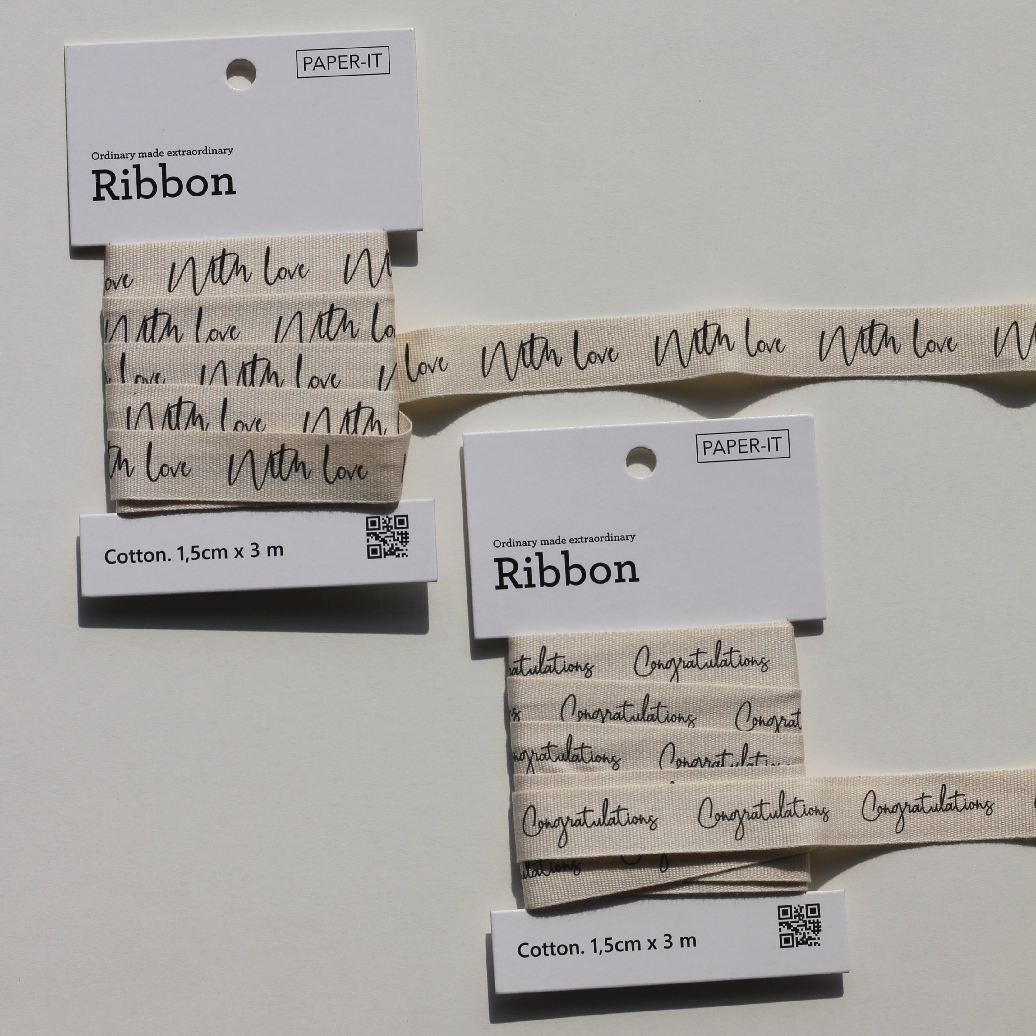 With love + Congratulations cotton ribbons (3 metre) <br/> set of 2