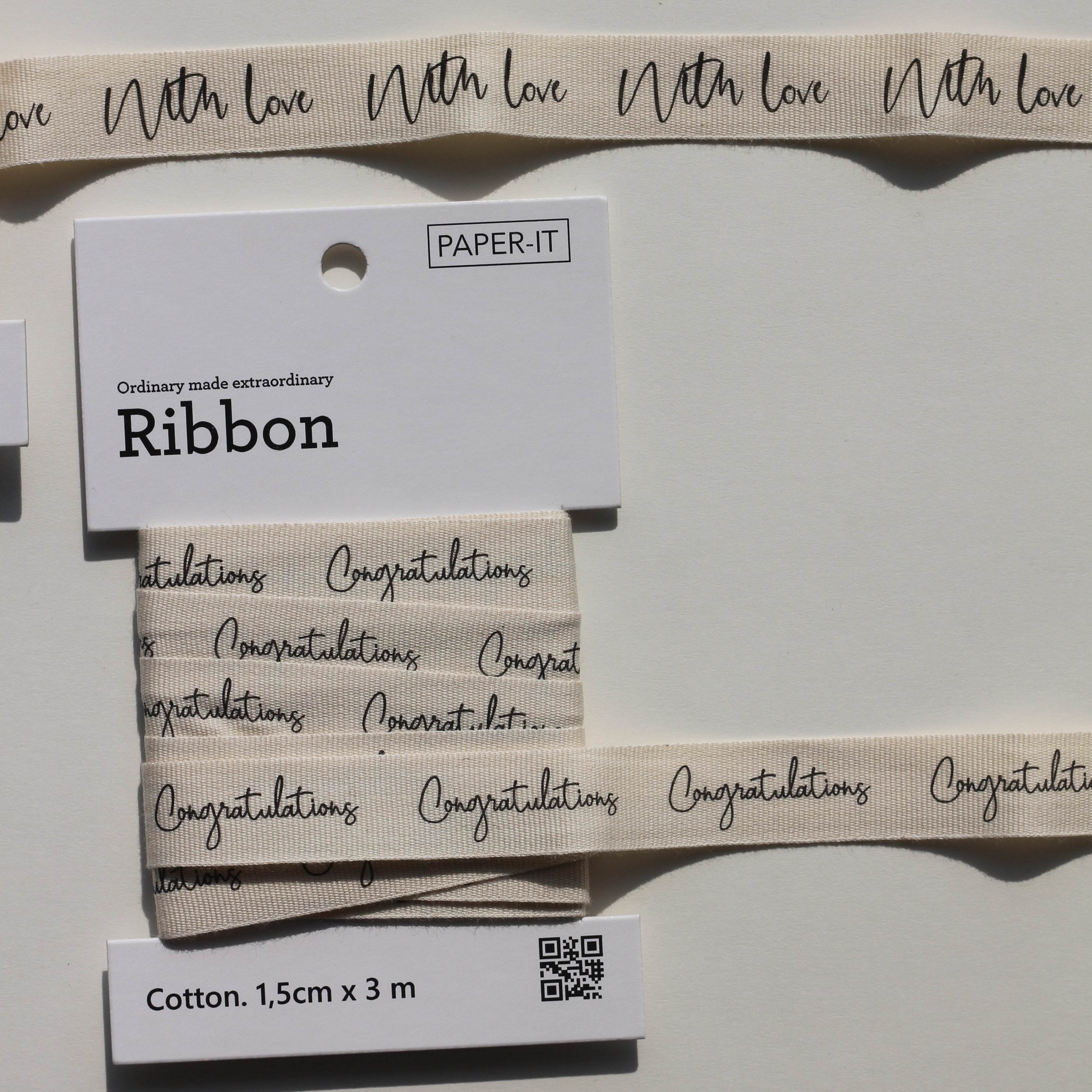 With love + Congratulations cotton ribbons (3 metre) <br/> set of 2