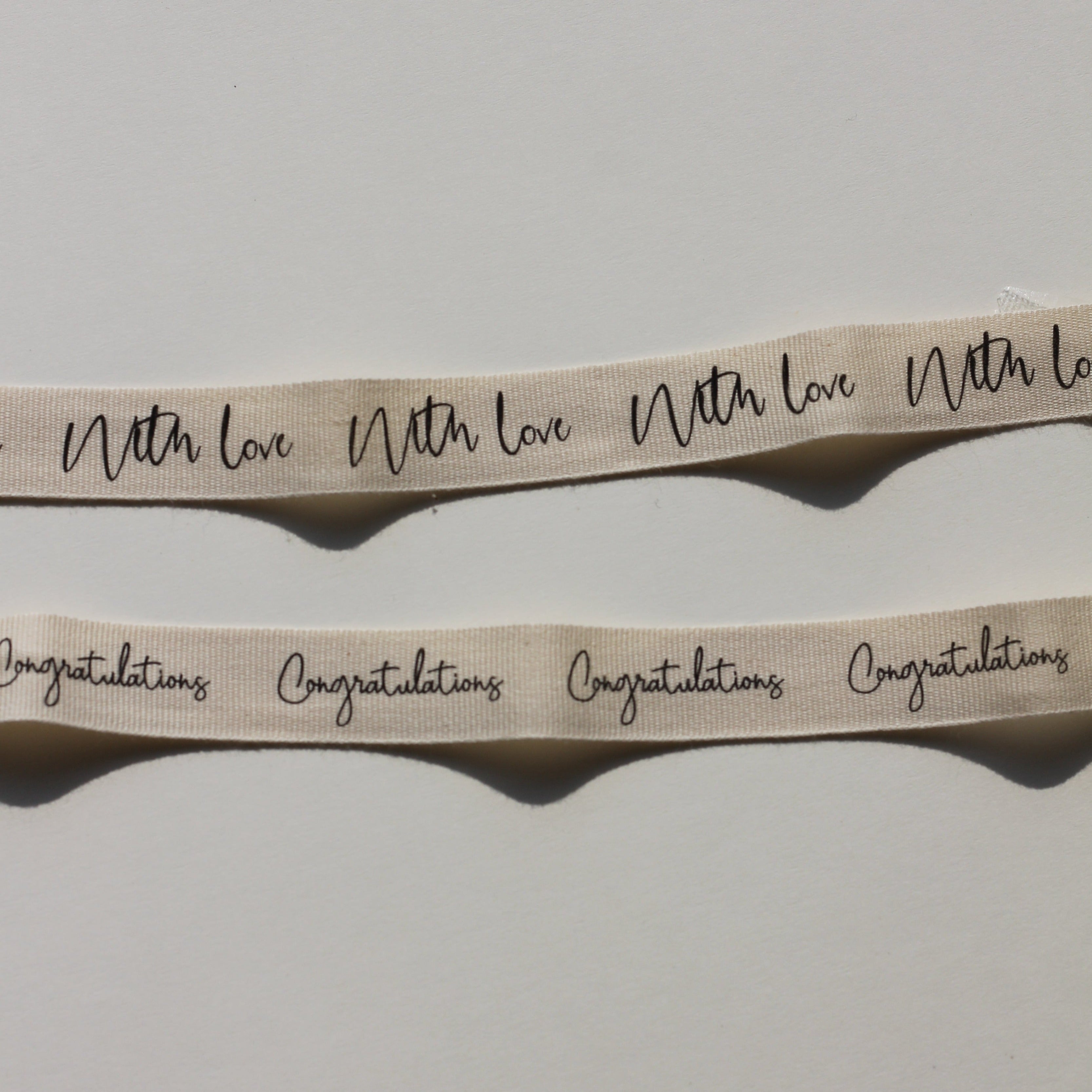 With love + Congratulations cotton ribbons (3 metre) <br/> set of 2