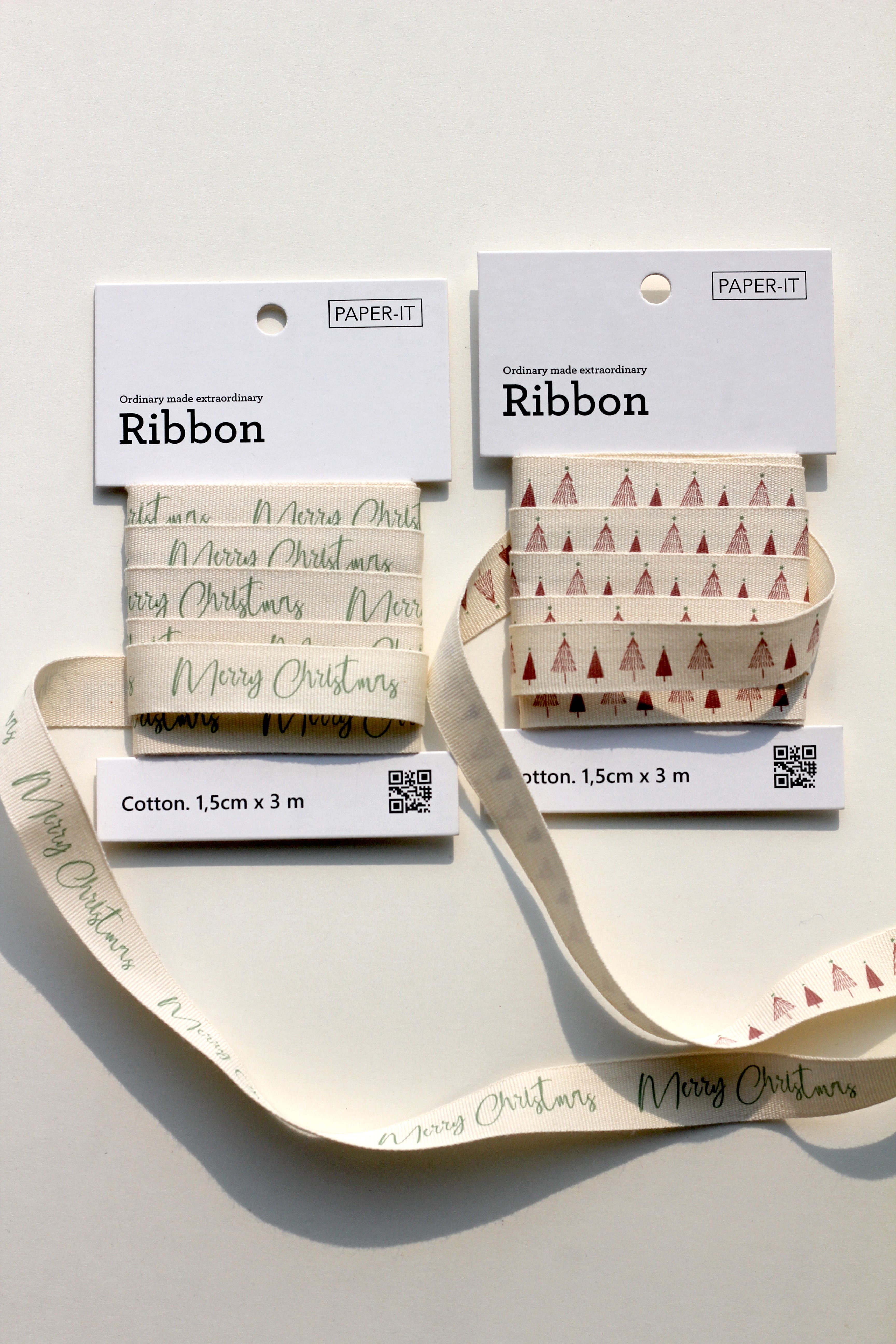 Christmas cotton ribbons (3 metre) <br/> set of 2