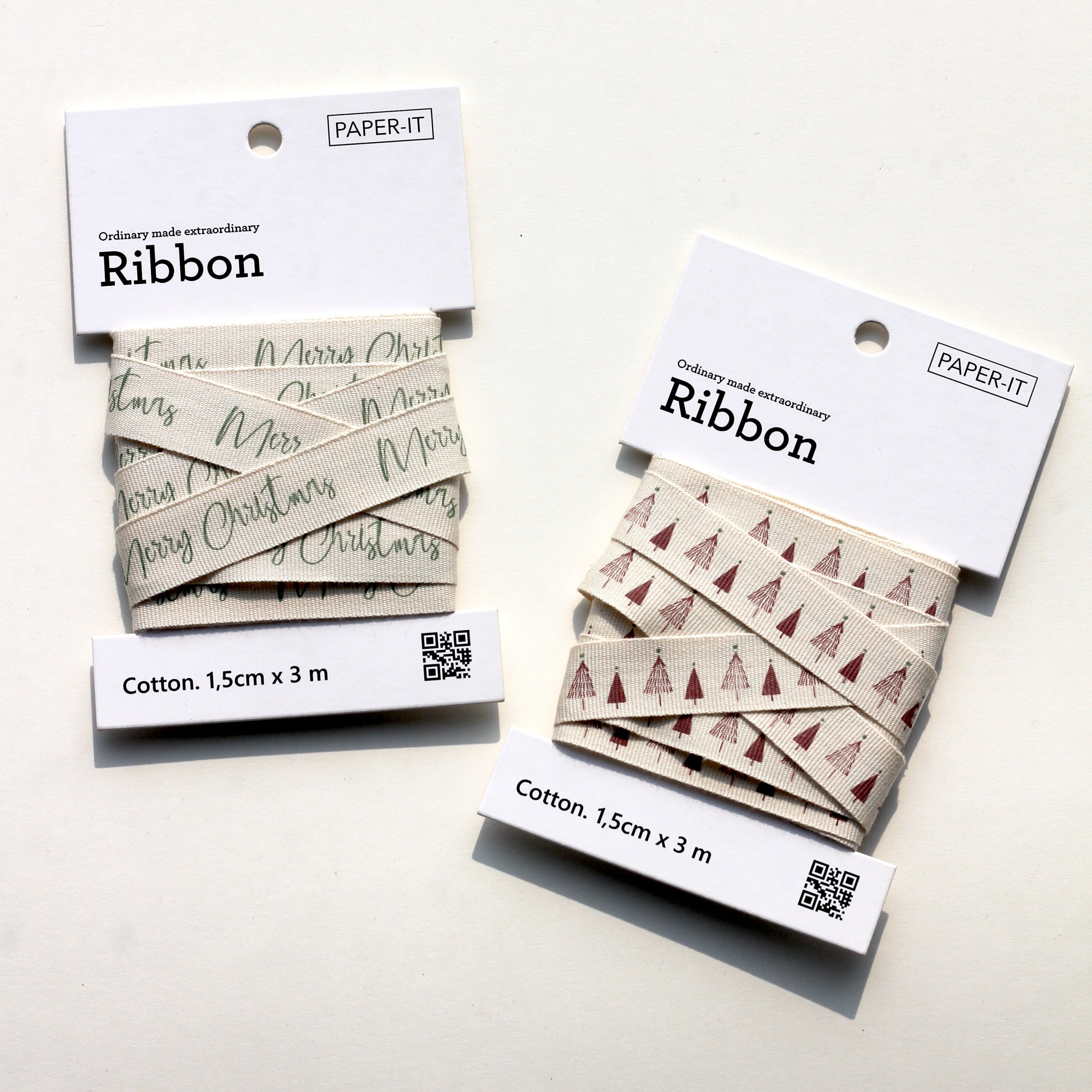 Christmas cotton ribbons (3 metre) <br/> set of 2