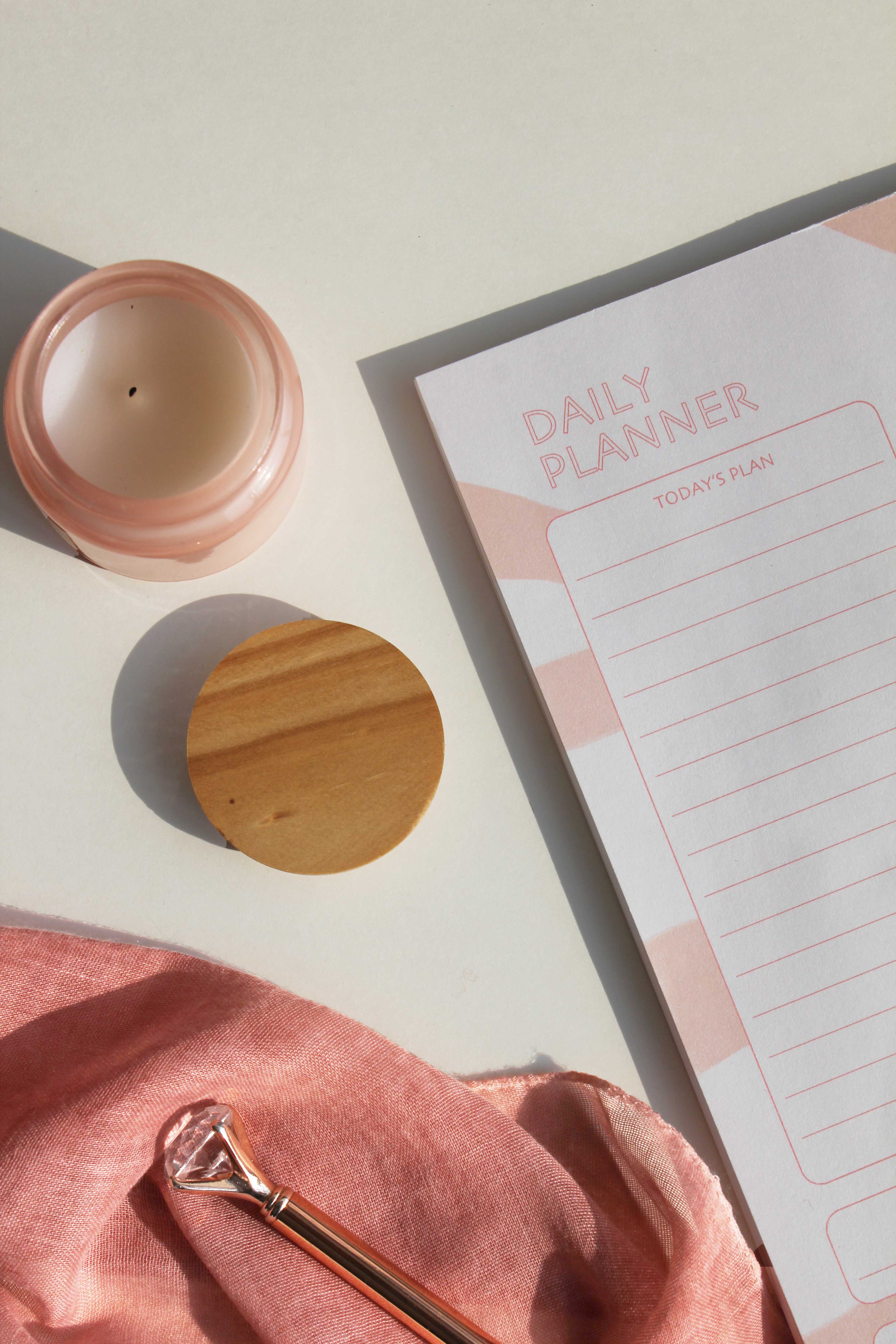 Pale peach desk planner