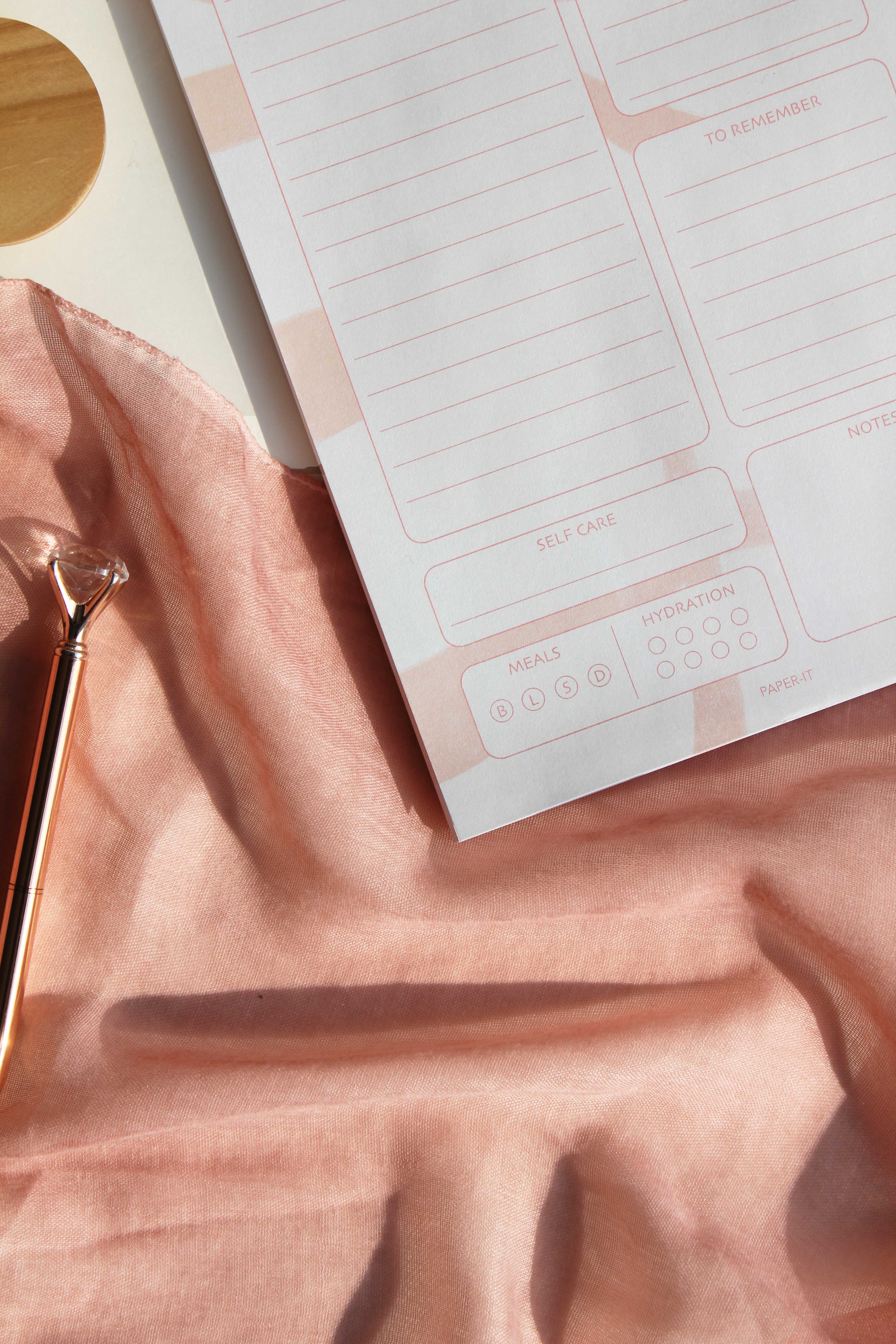 Pale peach desk planner