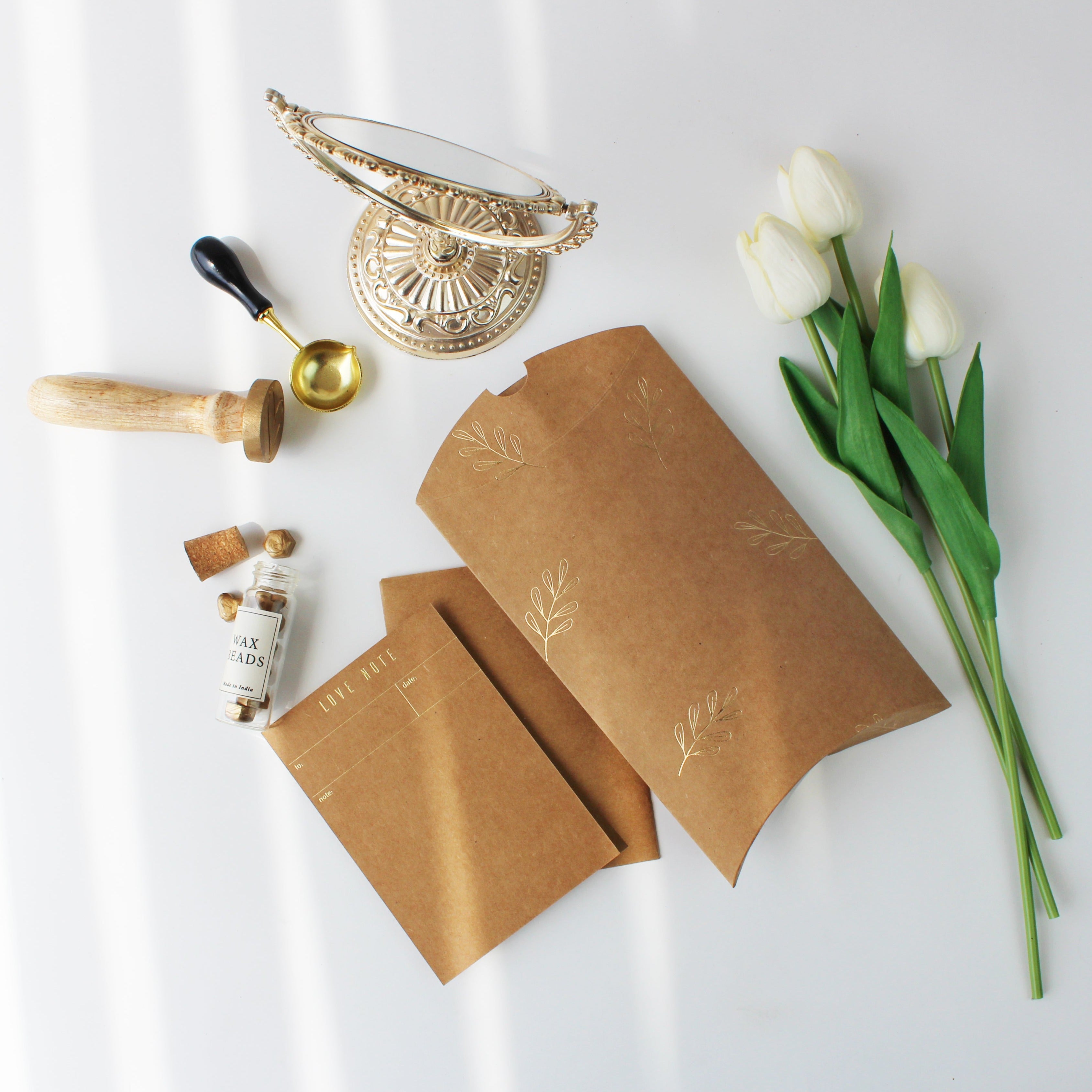 Assorted Kraft Pillow boxes foiled (Small)