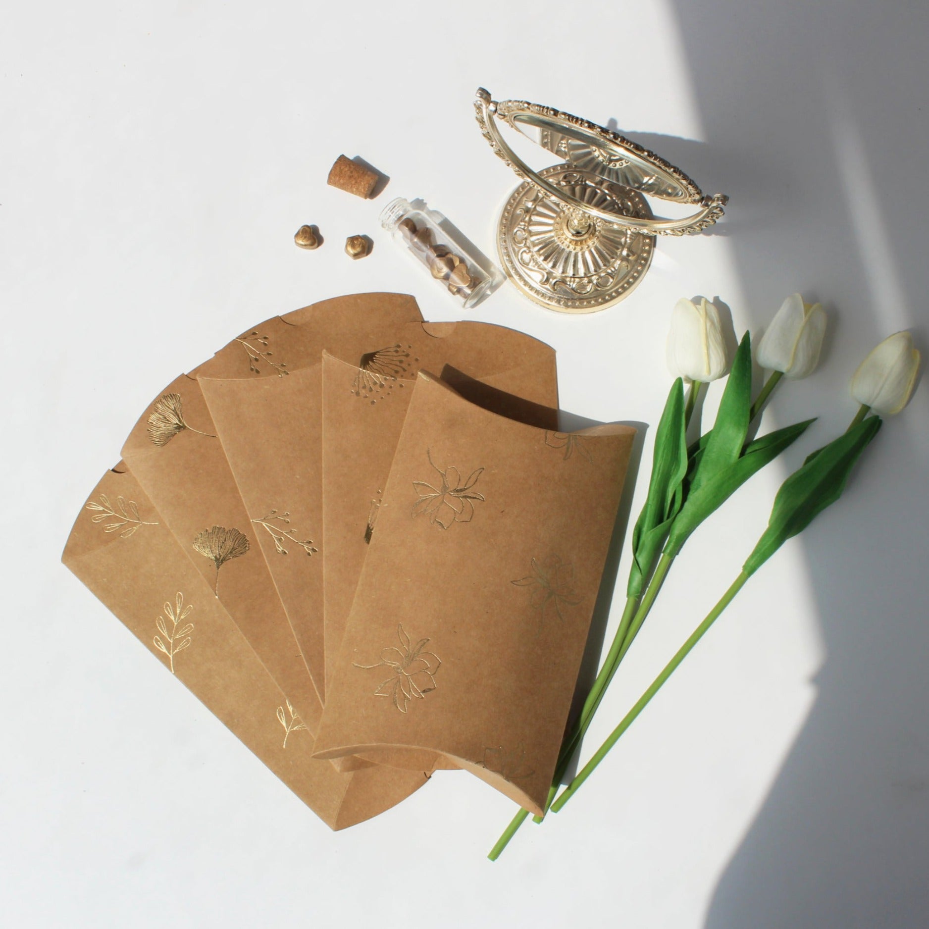 Assorted Kraft Pillow boxes foiled (Small)