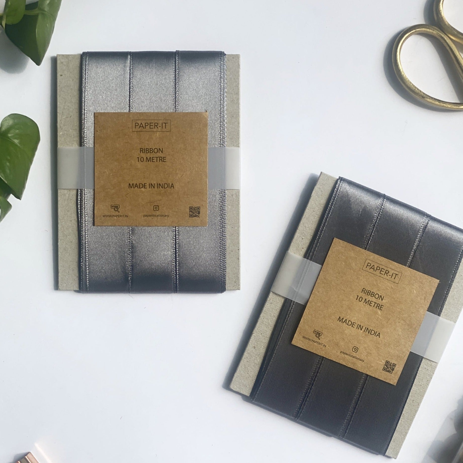 Grey Satin Ribbon (10 metre) - PAPER-IT