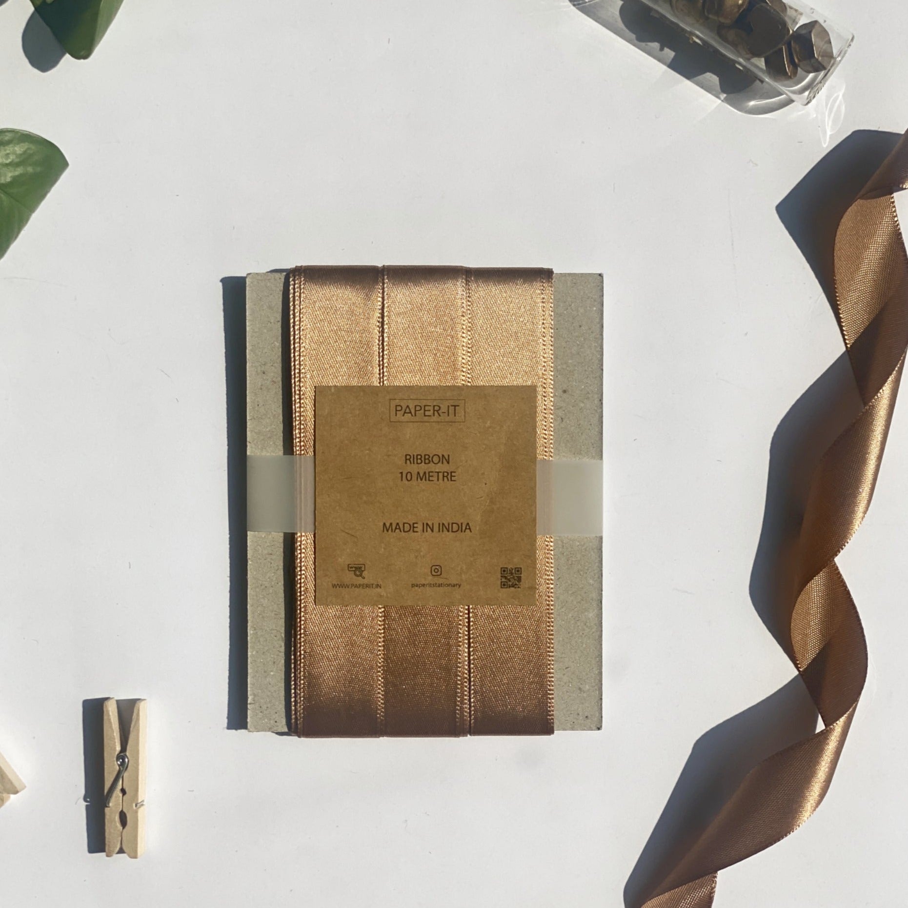 Brown Satin Ribbon (10 metre) - PAPER-IT