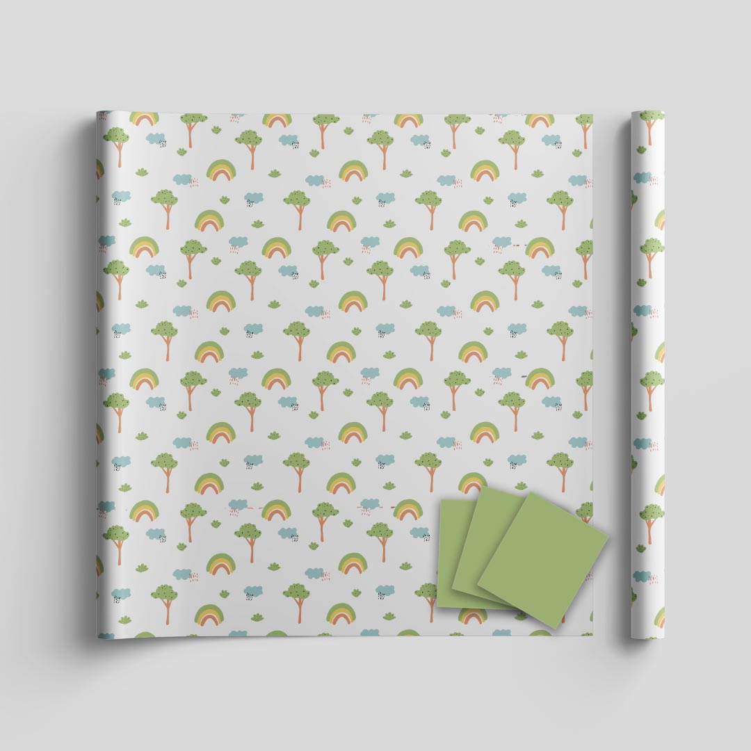 Greeny wrapping sheets+note cards<br/>(set of 5) - PAPER-IT