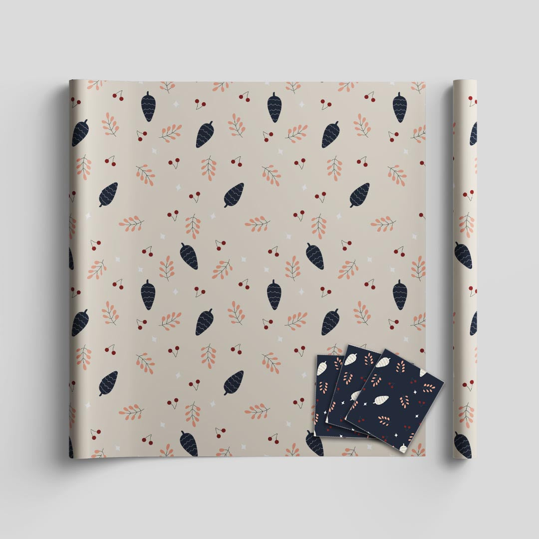 Christmas joy wrapping sheets+note cards<br/>(set of 5) - PAPER-IT