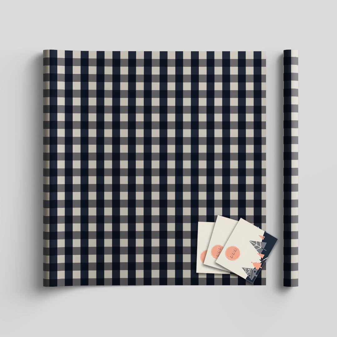 Checkered wrapping sheets+note cards<br/>(set of 5) - PAPER-IT
