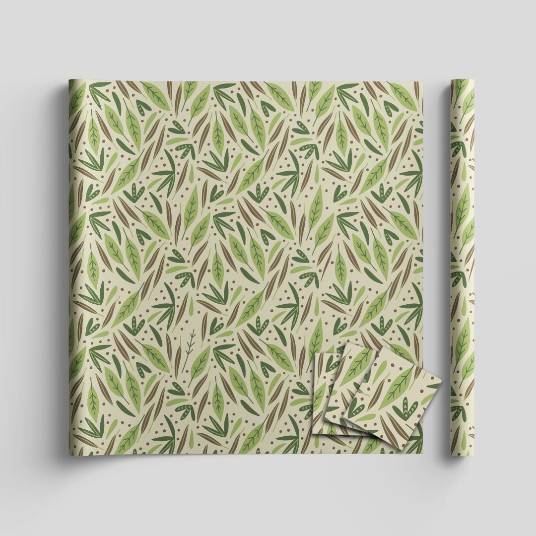 Leaves wrapping sheets+note cards<br/>(set of 5) - PAPER-IT