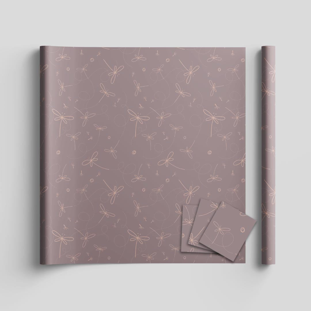 Dragon fly wrapping sheets+note cards<br/>(set of 5) - PAPER-IT