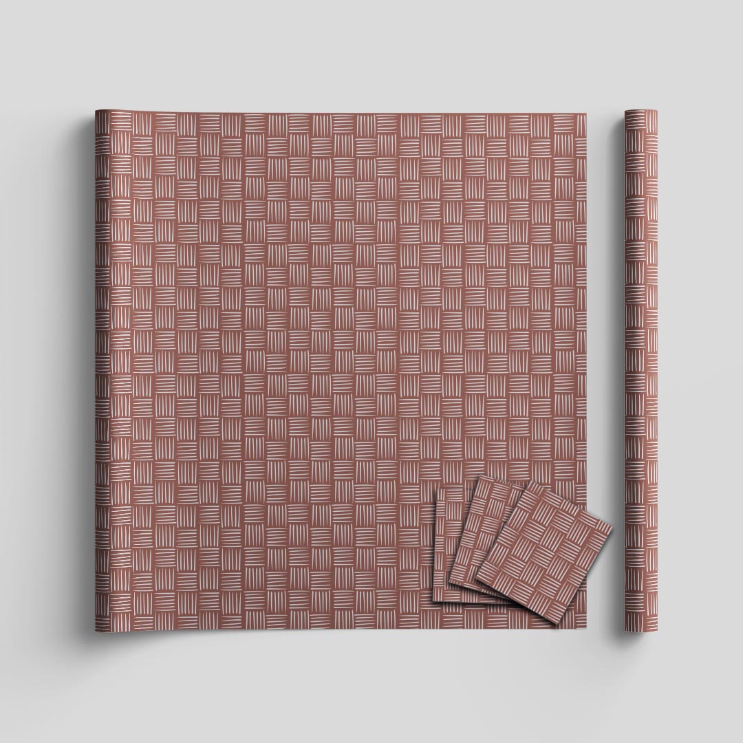 Burnt brick wrapping sheets+note cards<br/>(set of 5) - PAPER-IT
