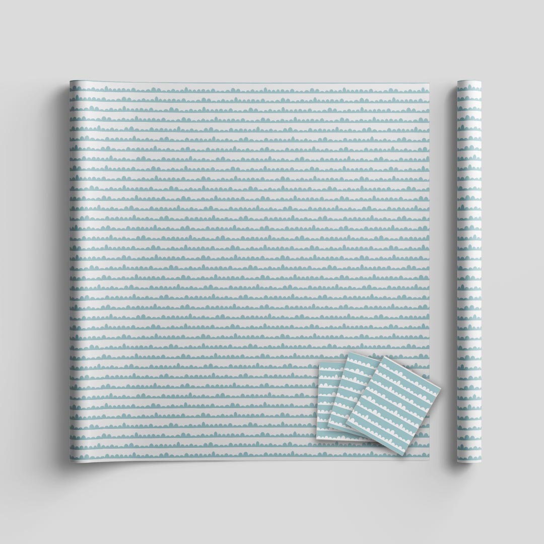 Acqua wrapping sheets+note cards<br/>(set of 5) - PAPER-IT