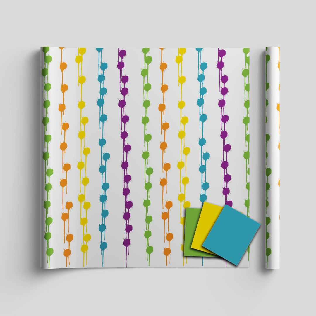 Colourful wrapping sheets+note cards (set of 5)