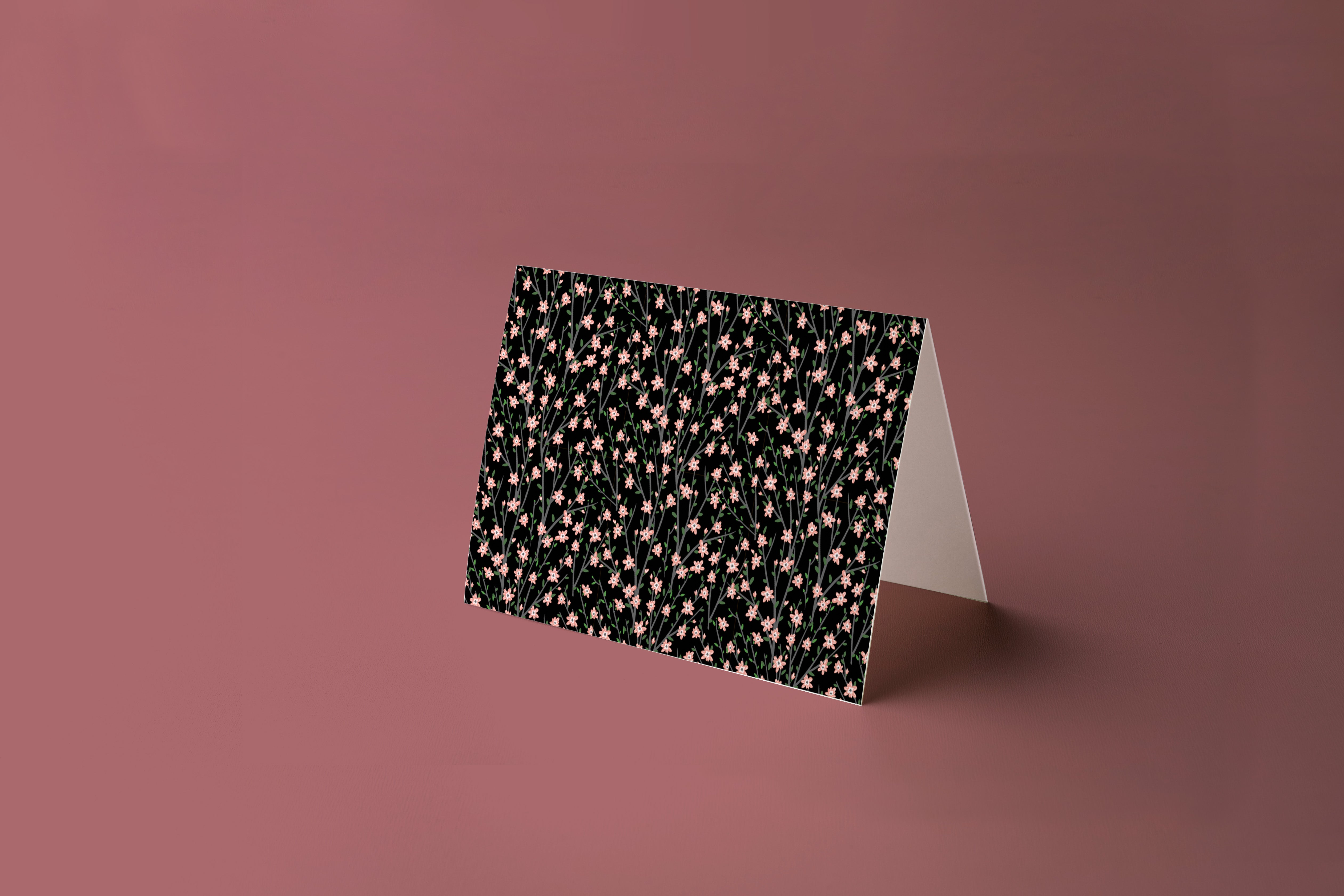 Cherry blossom darker wrapping sheets+note cards<br/>(set of 5) - PAPER-IT