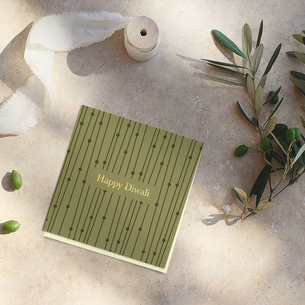 Pale Green diwali note cards (foiling) <br/> (set of 10) - PAPER-IT