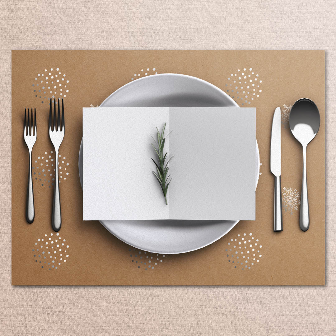 Dandelion Kraft Tablemats (Silver Foiling) <br/> Set Of 50 - PAPER-IT