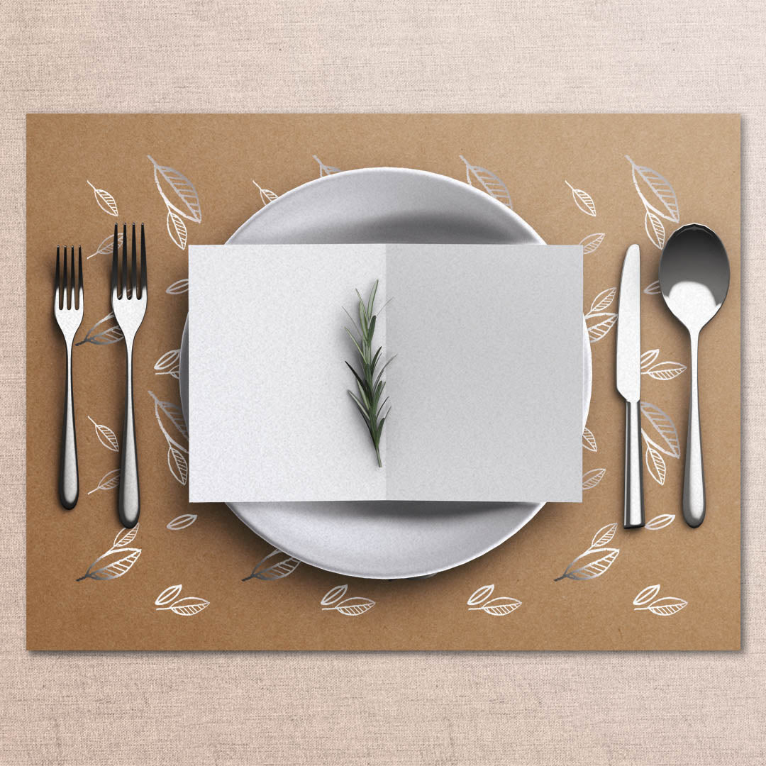 Petals Kraft Tablemats (Silver Foiling) <br/> Set Of 50 - PAPER-IT