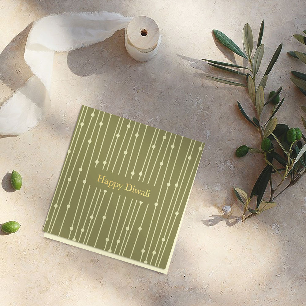 Pale Green diwali note cards (foiling) <br/> (set of 10) - PAPER-IT