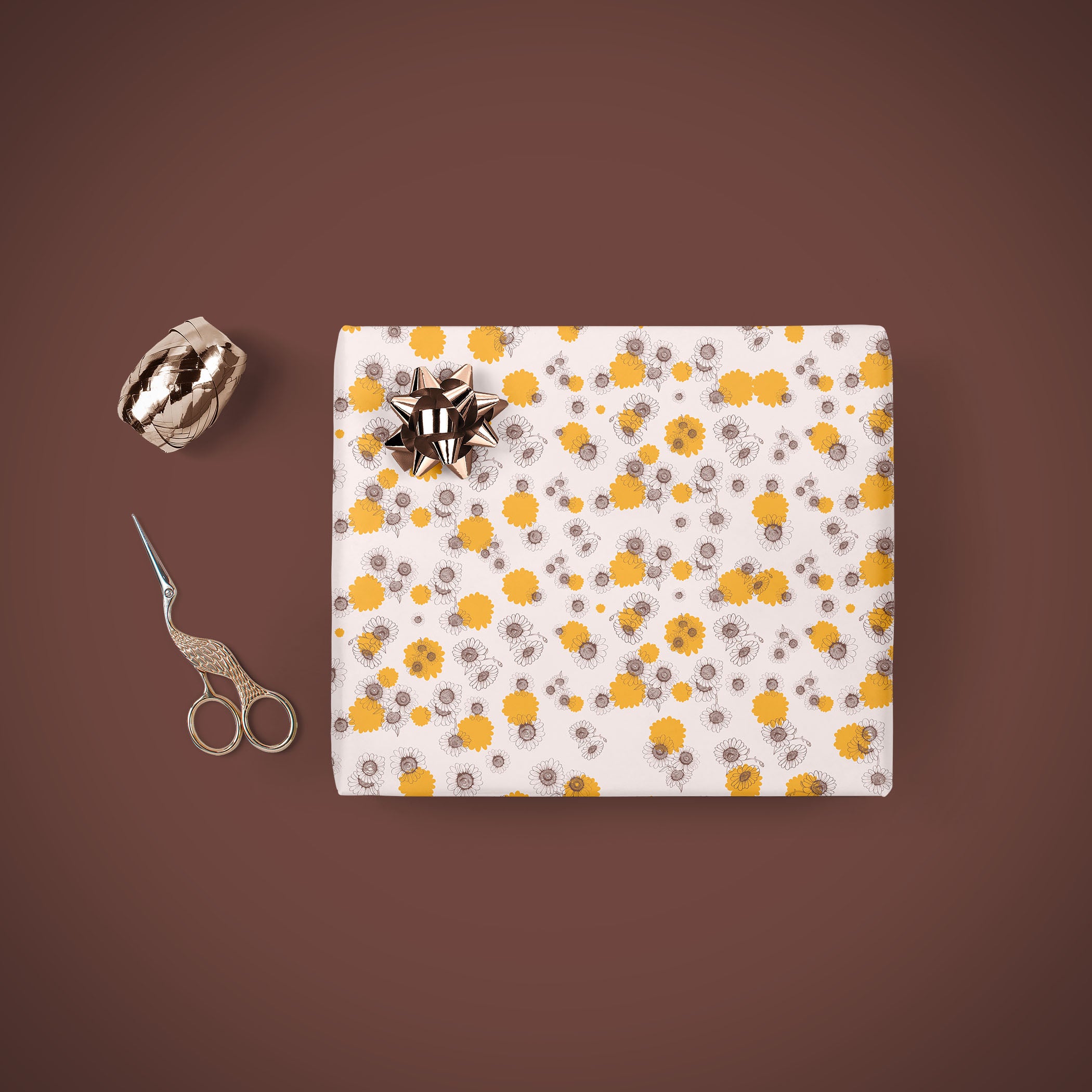 Sunflower wrapping sheets+note cards <br/> (set of 5) - PAPER-IT