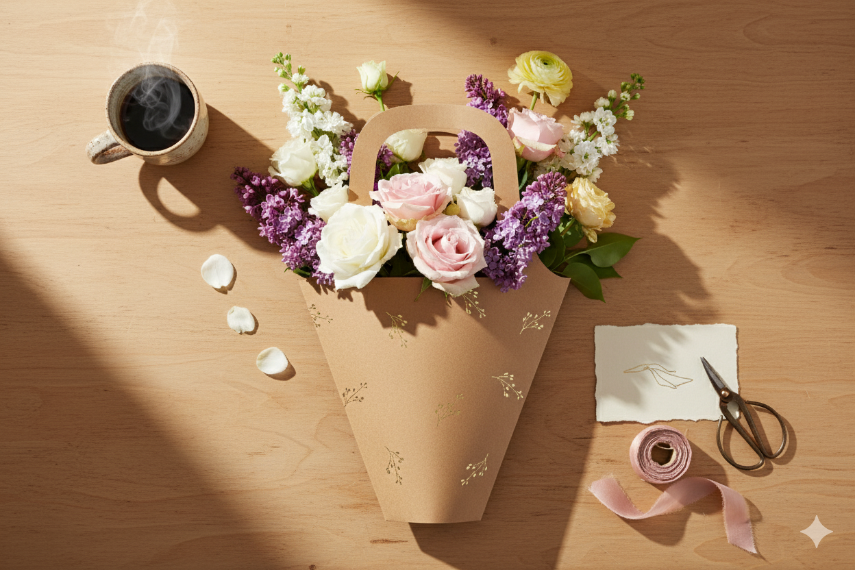 Assorted Flower bags foiled (set of 4)