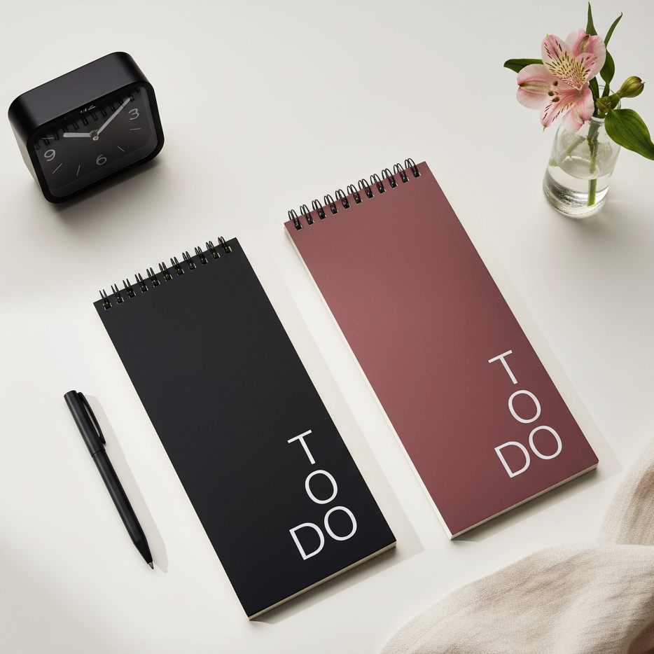 Black + rosebud notepads (set of 2)